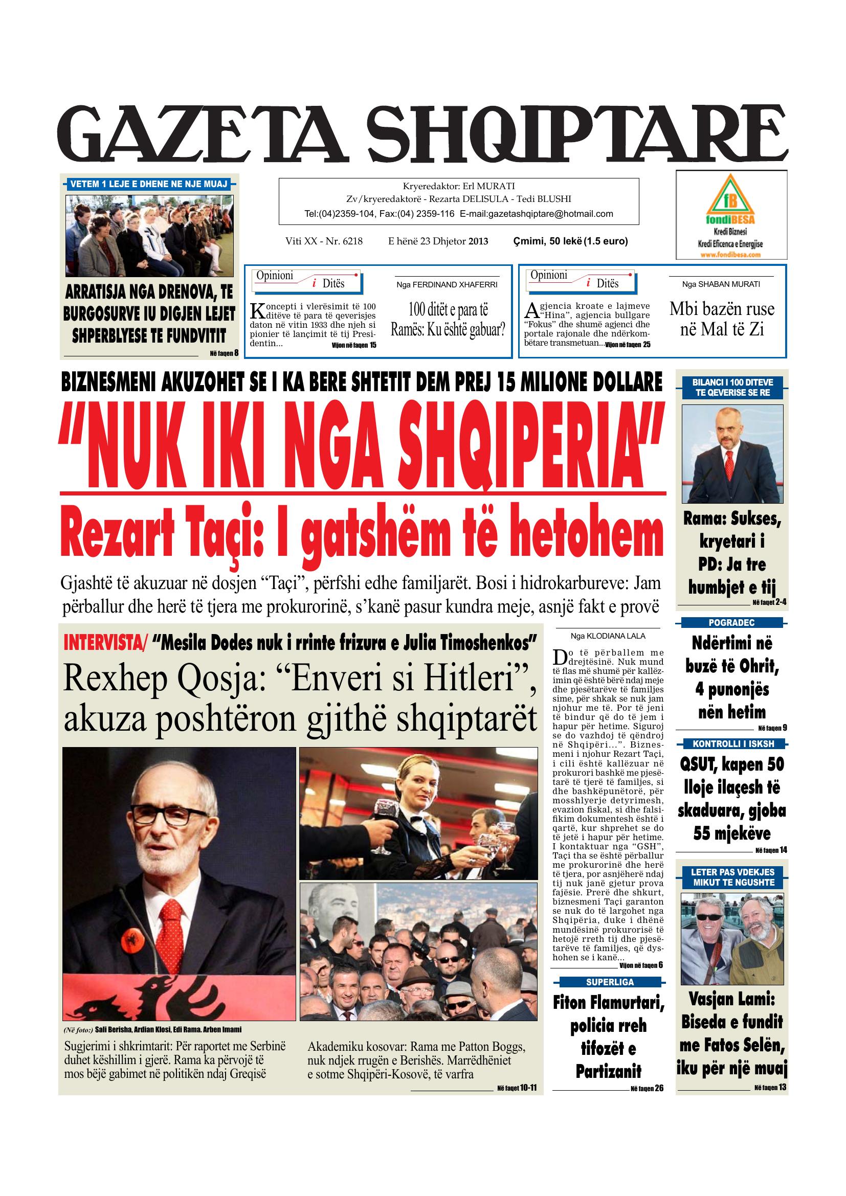 Gazeta Shqiptare 2013-12-23