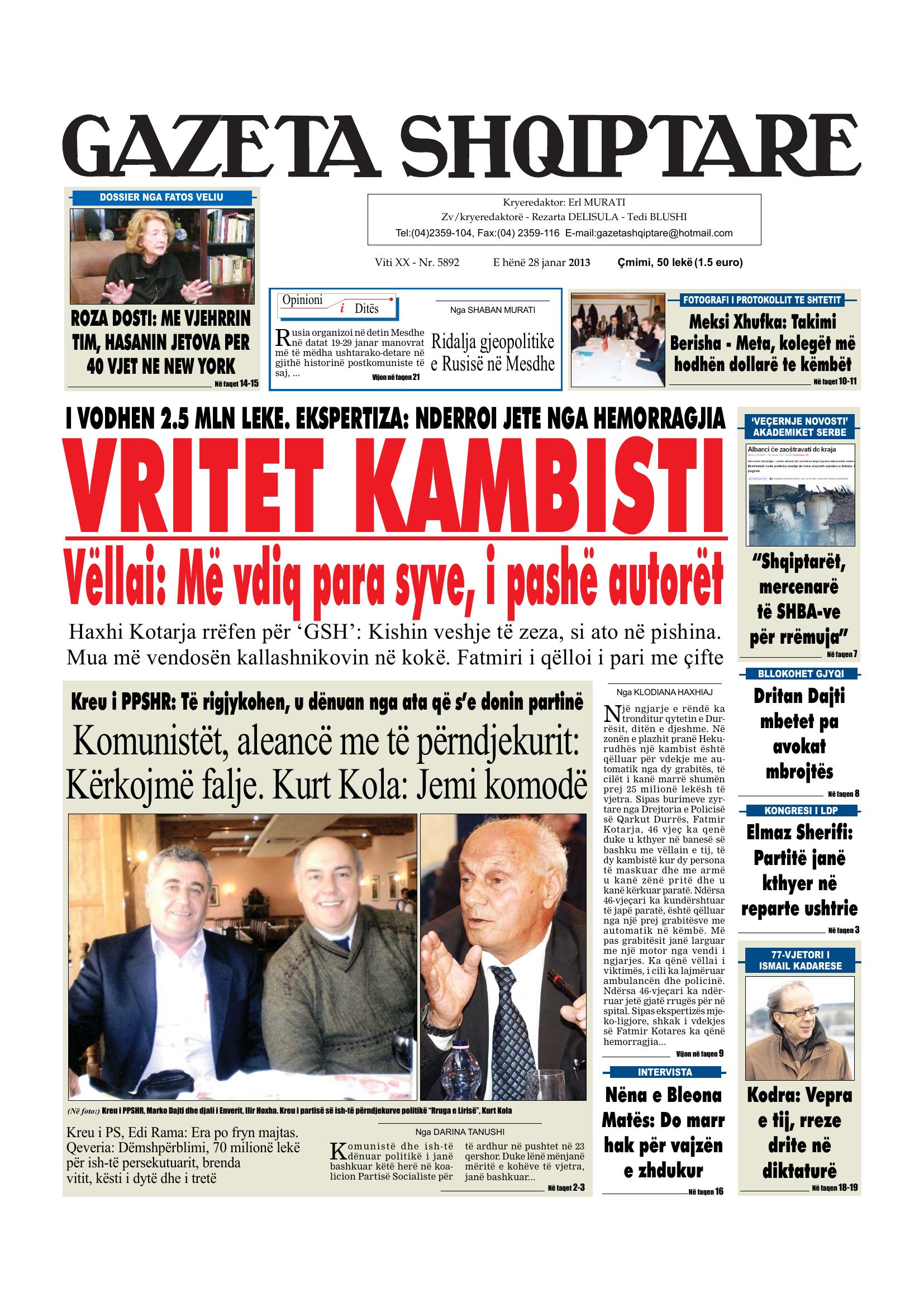Gazeta Shqiptare 2013-01-28
