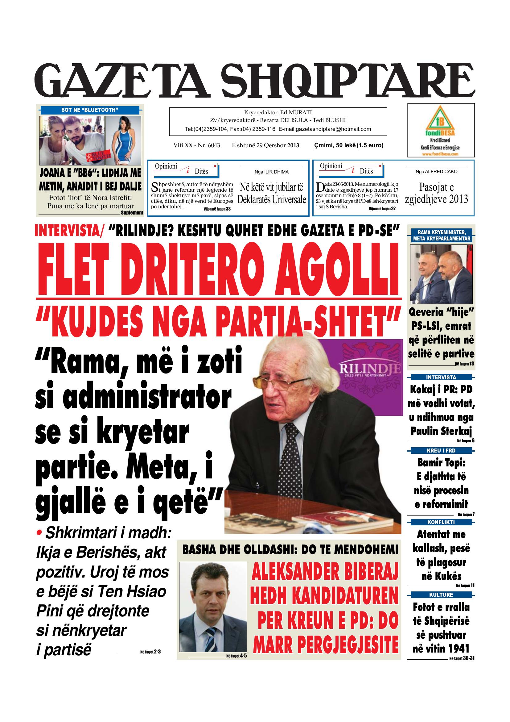 Gazeta Shqiptare 2013-06-29