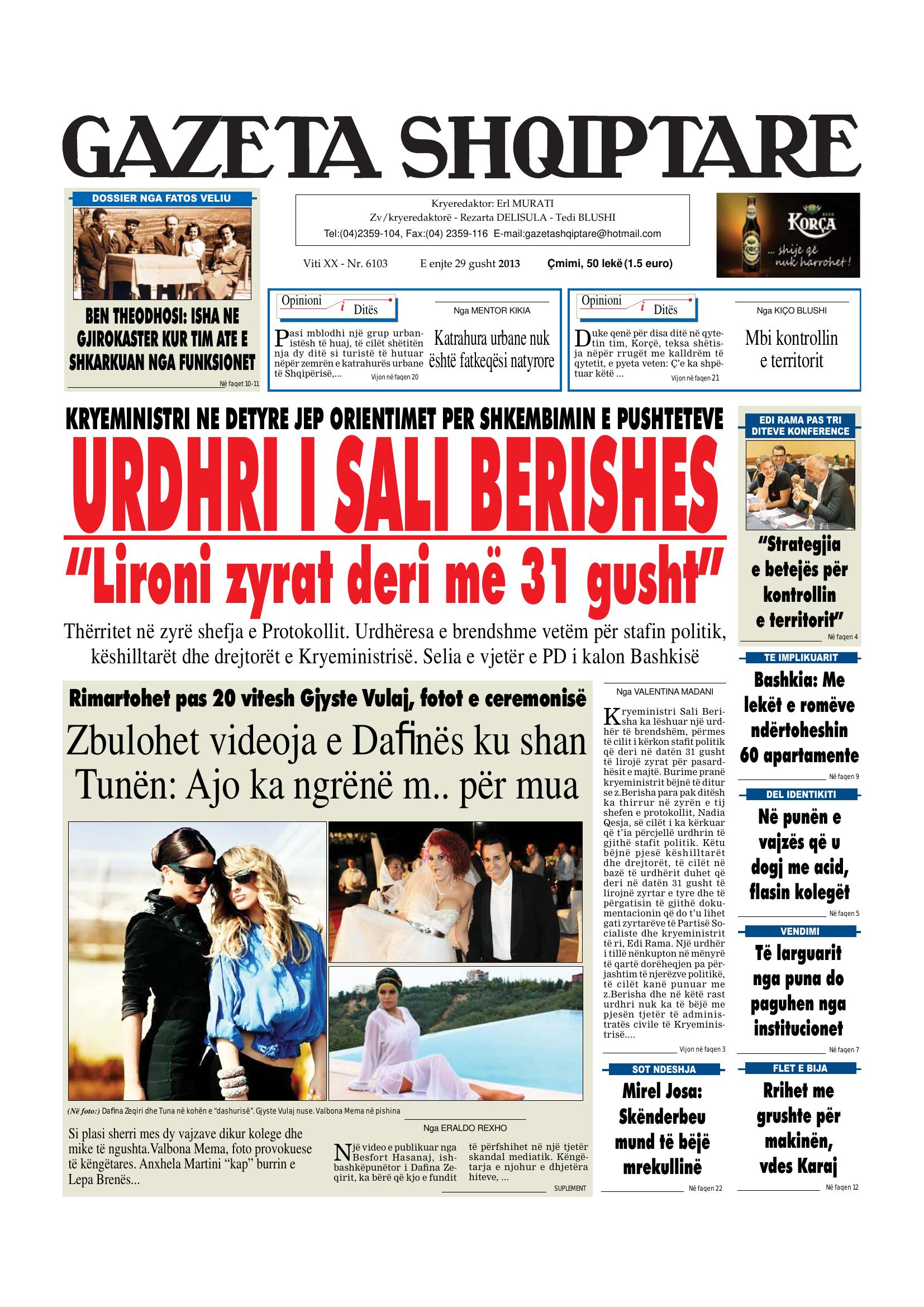 Gazeta Shqiptare 2013-08-29