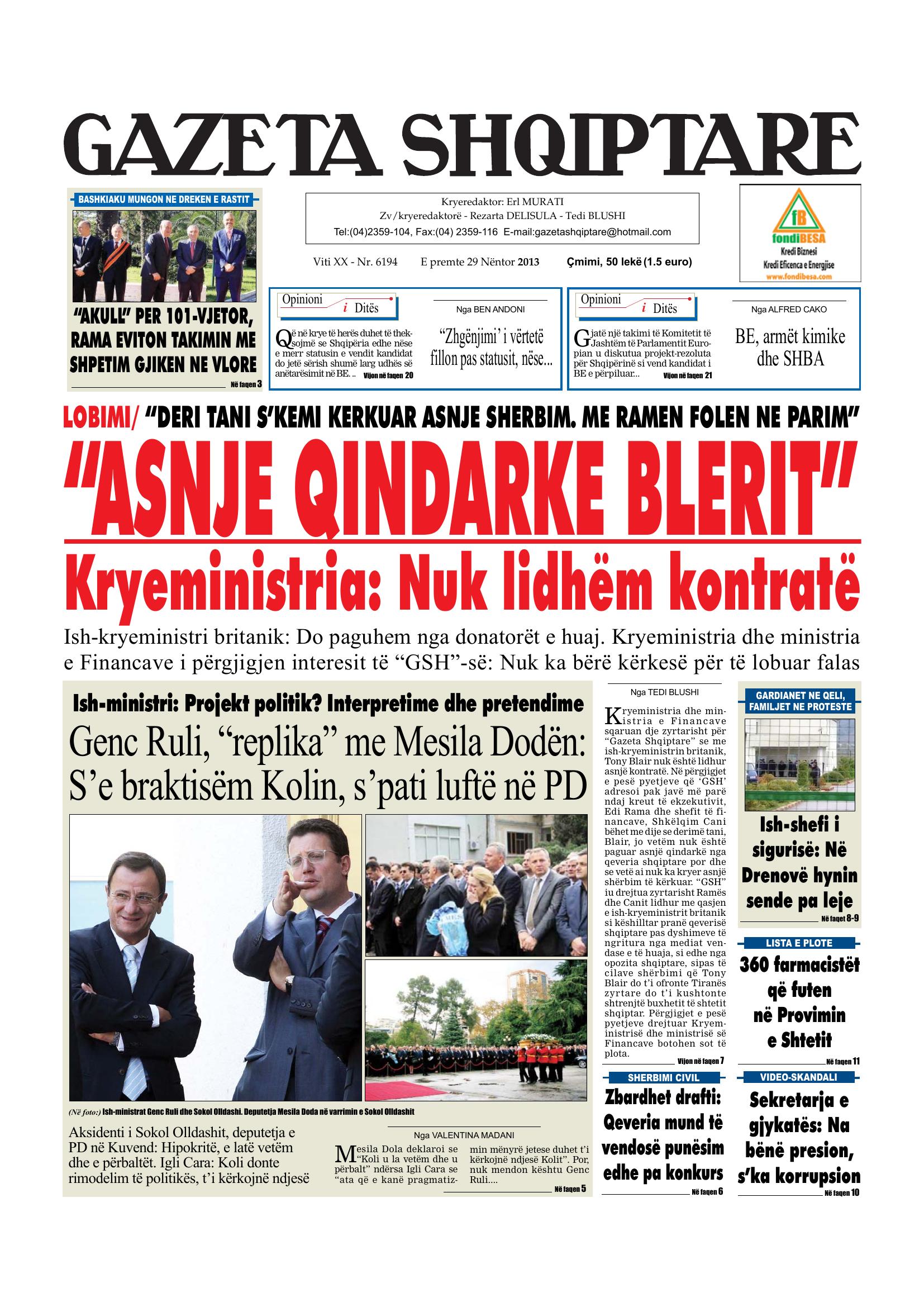 Gazeta Shqiptare 2013-11-29
