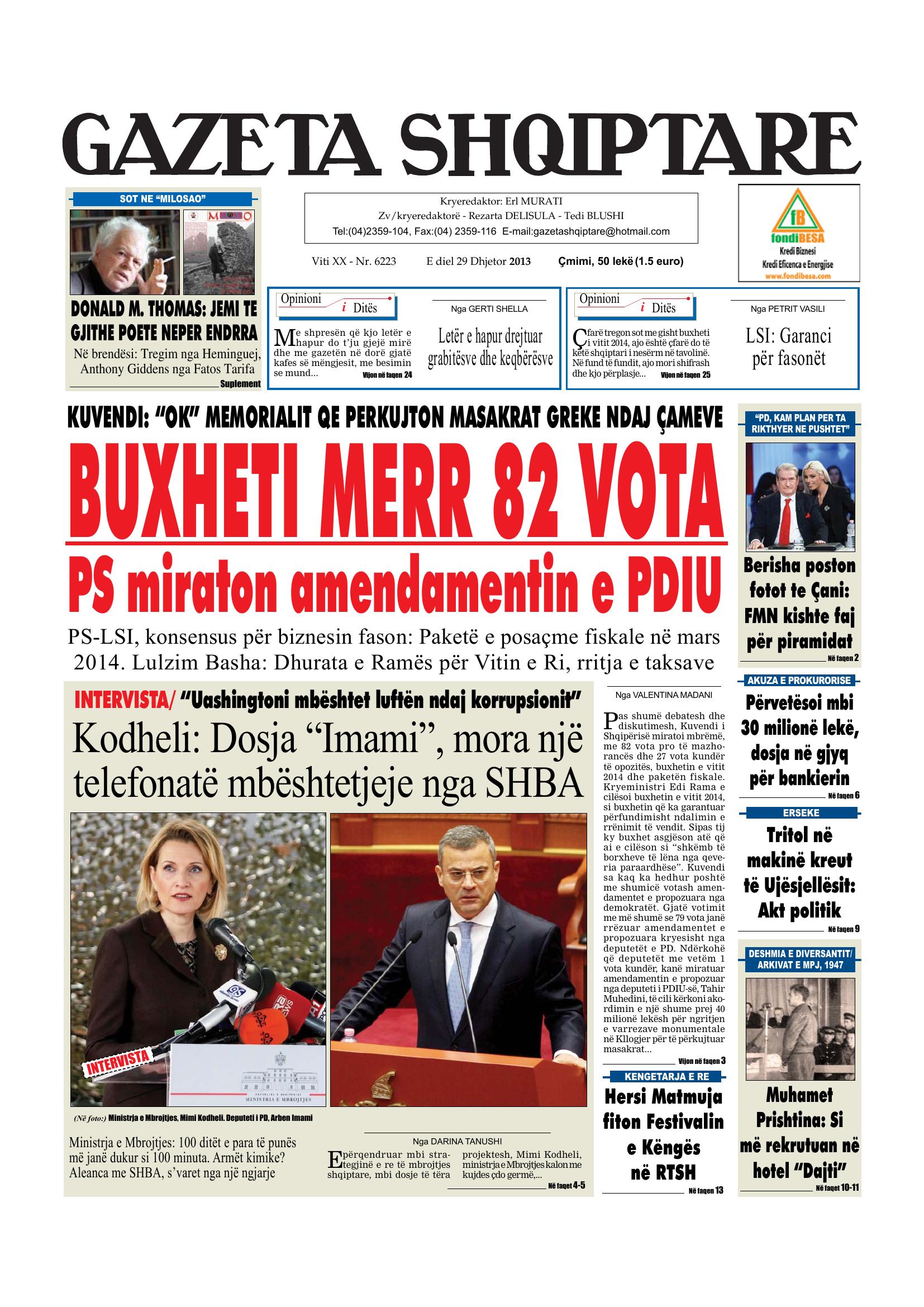 Gazeta Shqiptare 2013-12-29