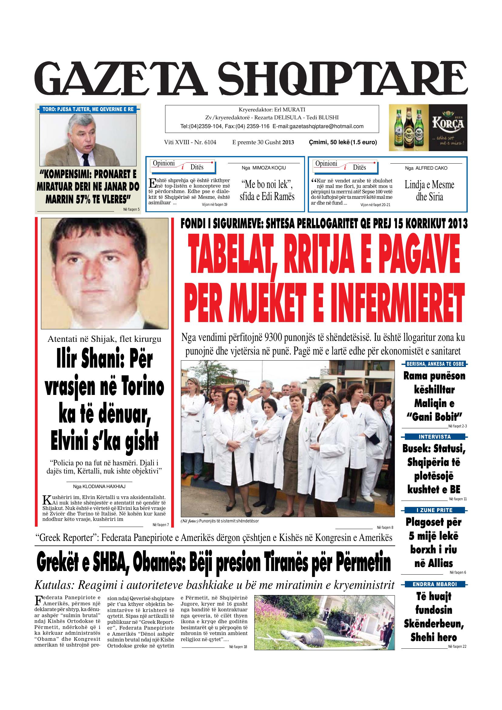 Gazeta Shqiptare 2013-08-30