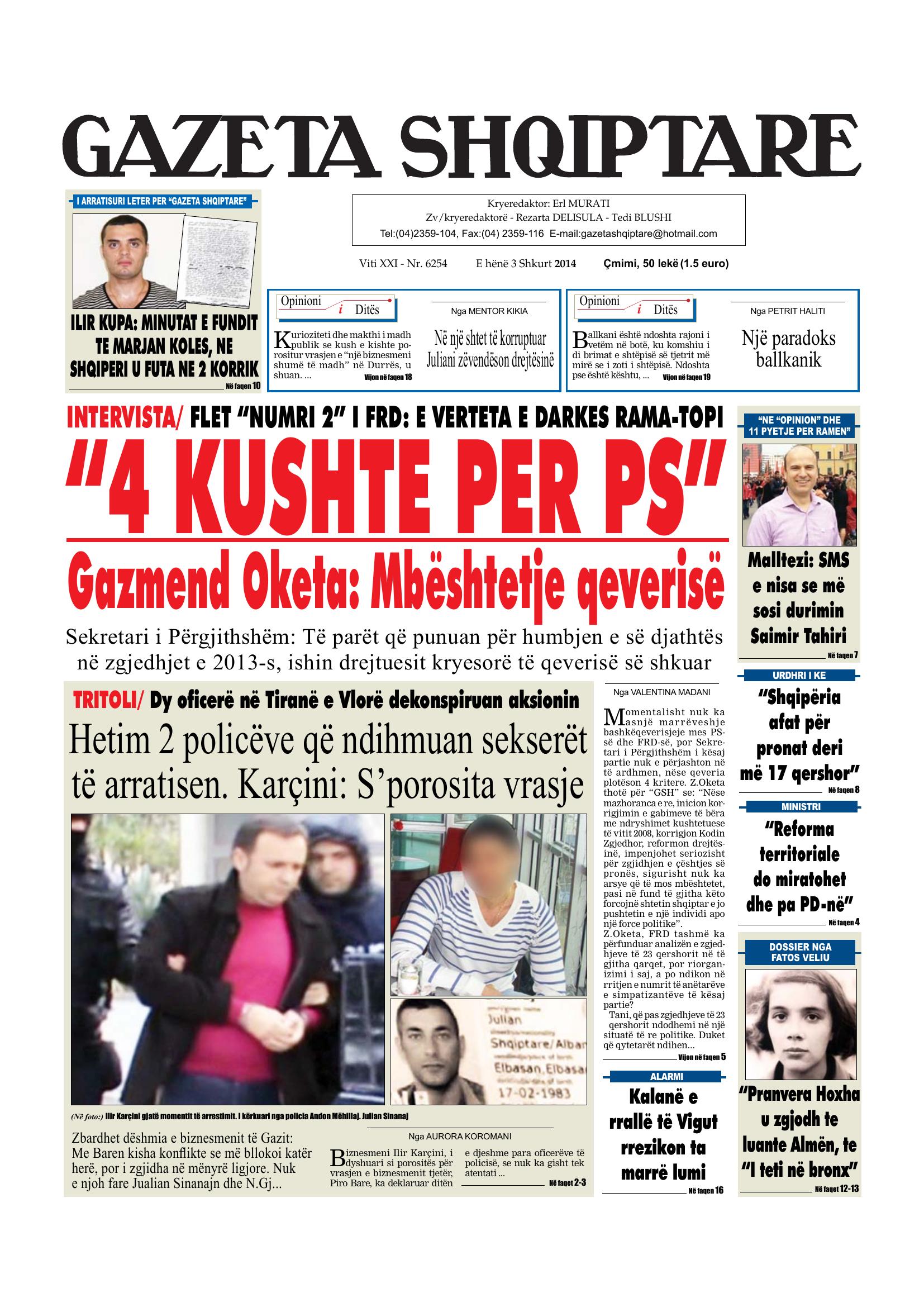 Gazeta Shqiptare 2014-02-03