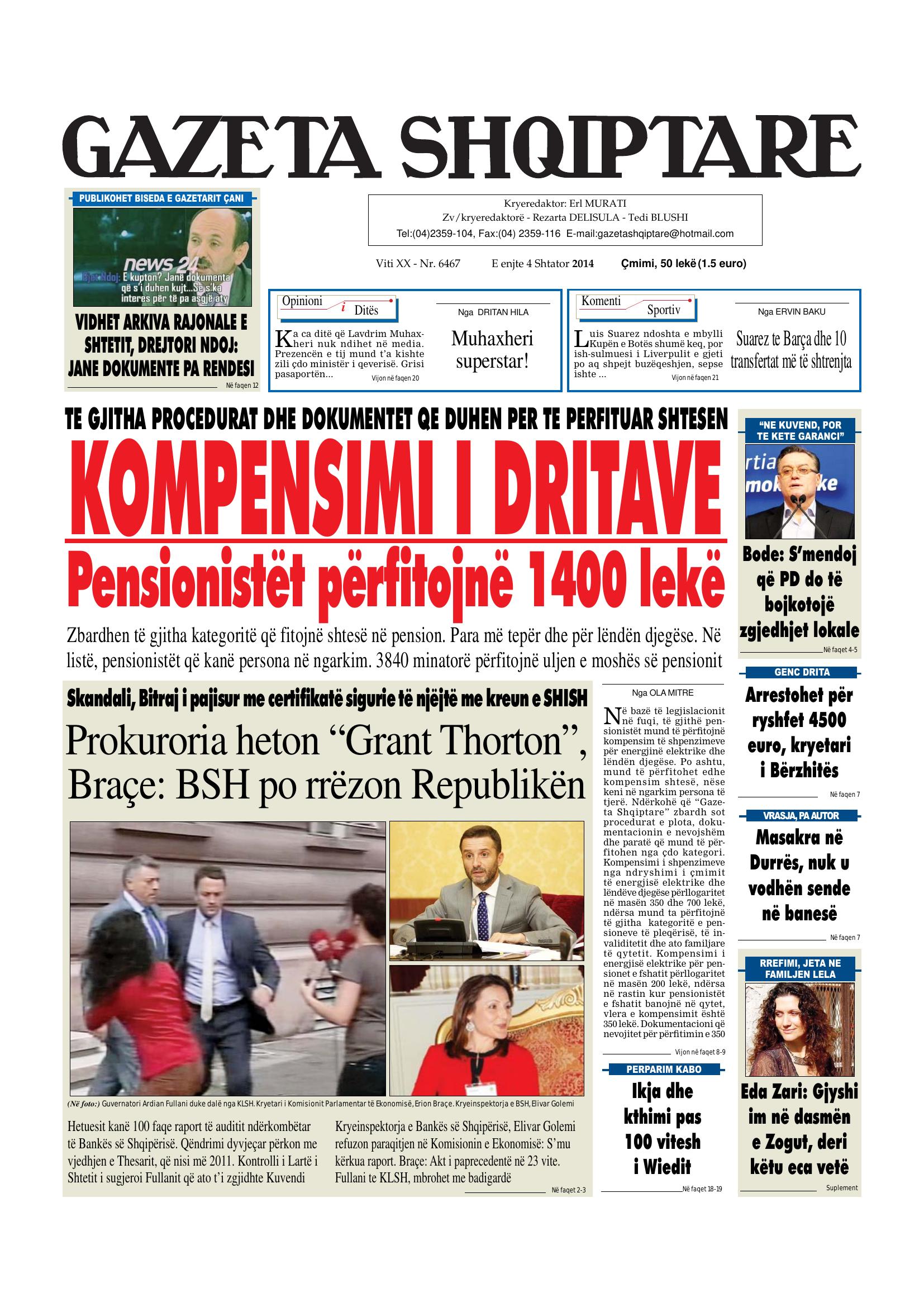 Gazeta Shqiptare 2014-09-04