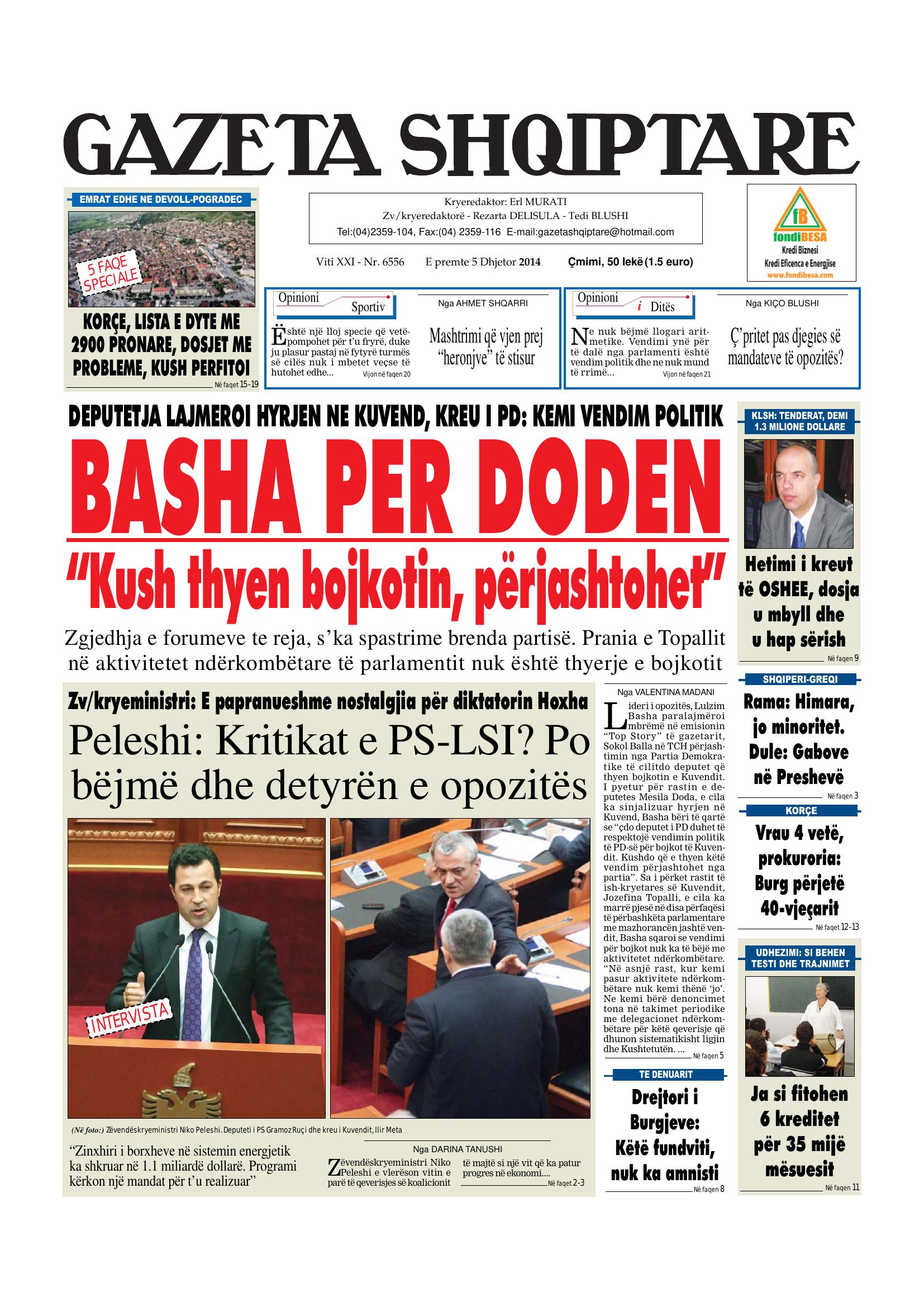 Gazeta Shqiptare 2014-12-05