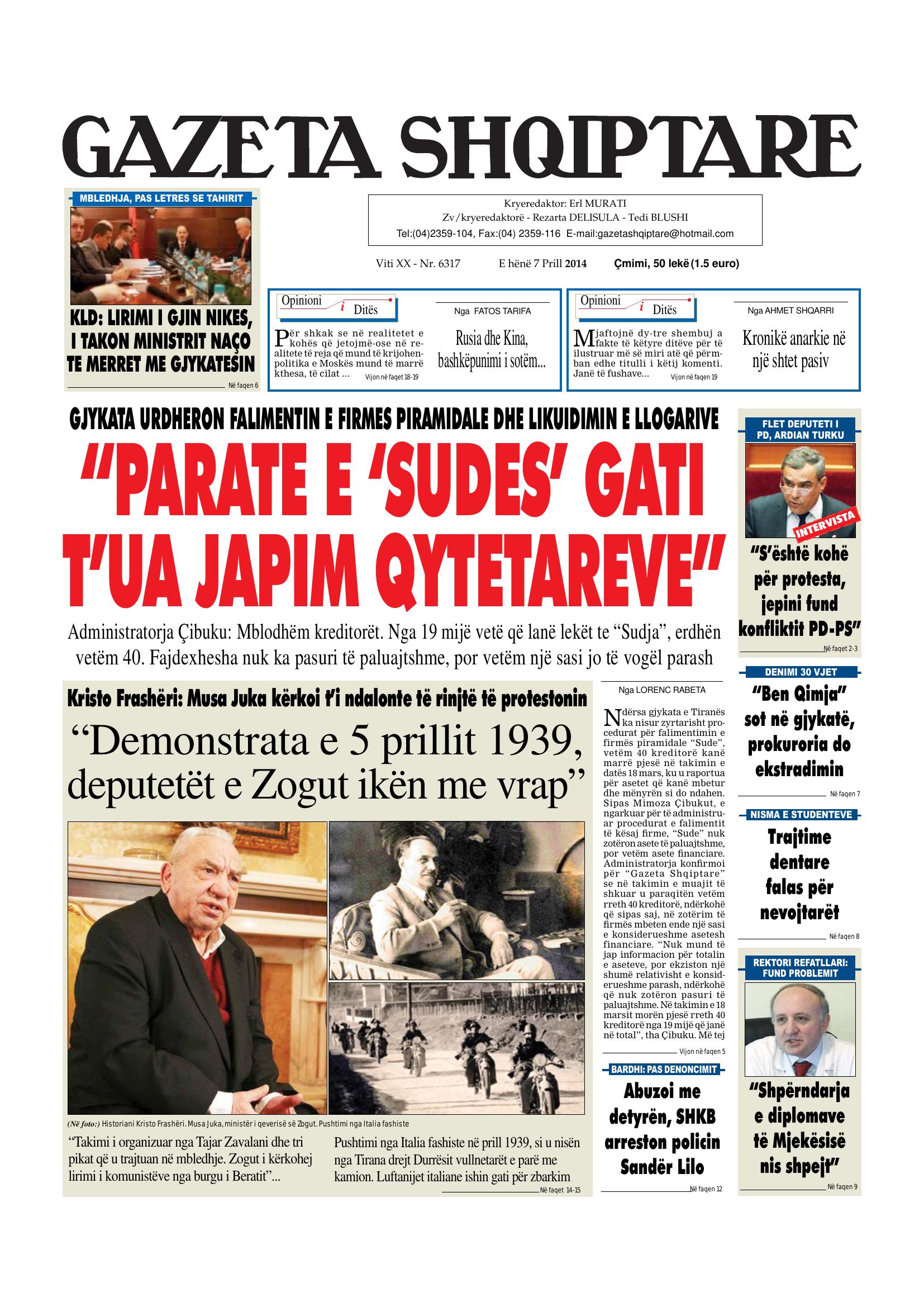 Gazeta Shqiptare 2014-04-07
