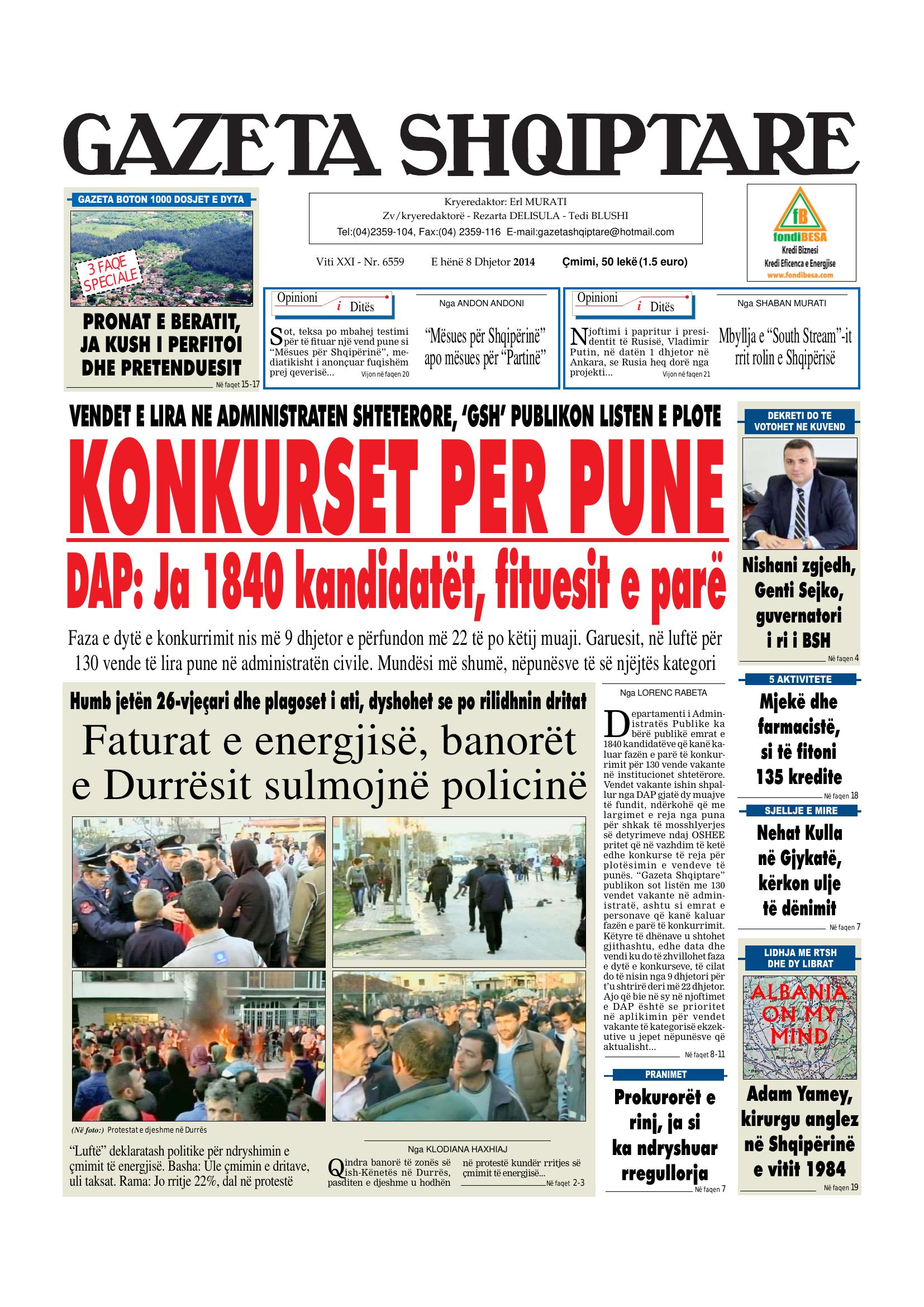 Gazeta Shqiptare 2014-12-08