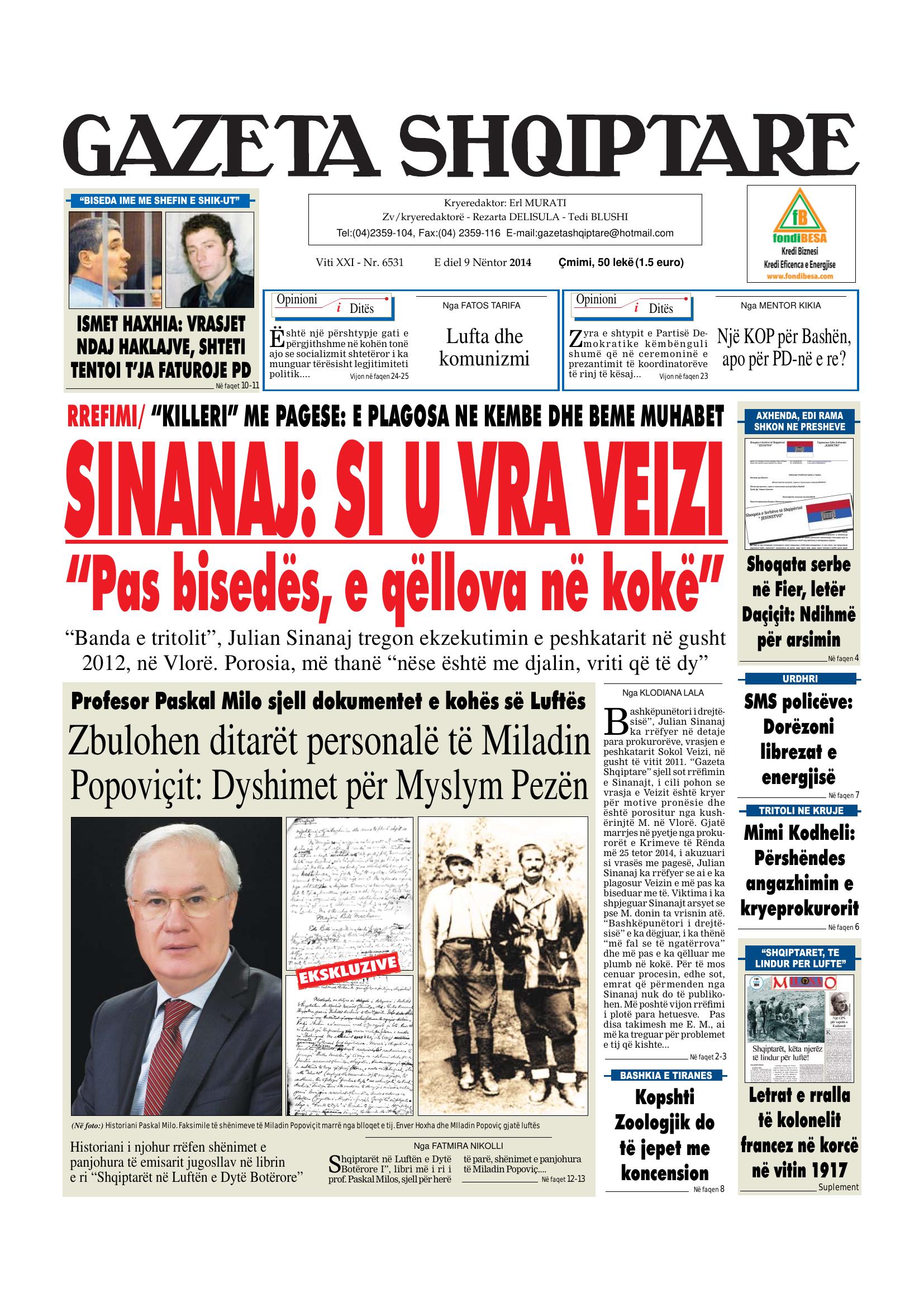 Gazeta Shqiptare 2014-11-09