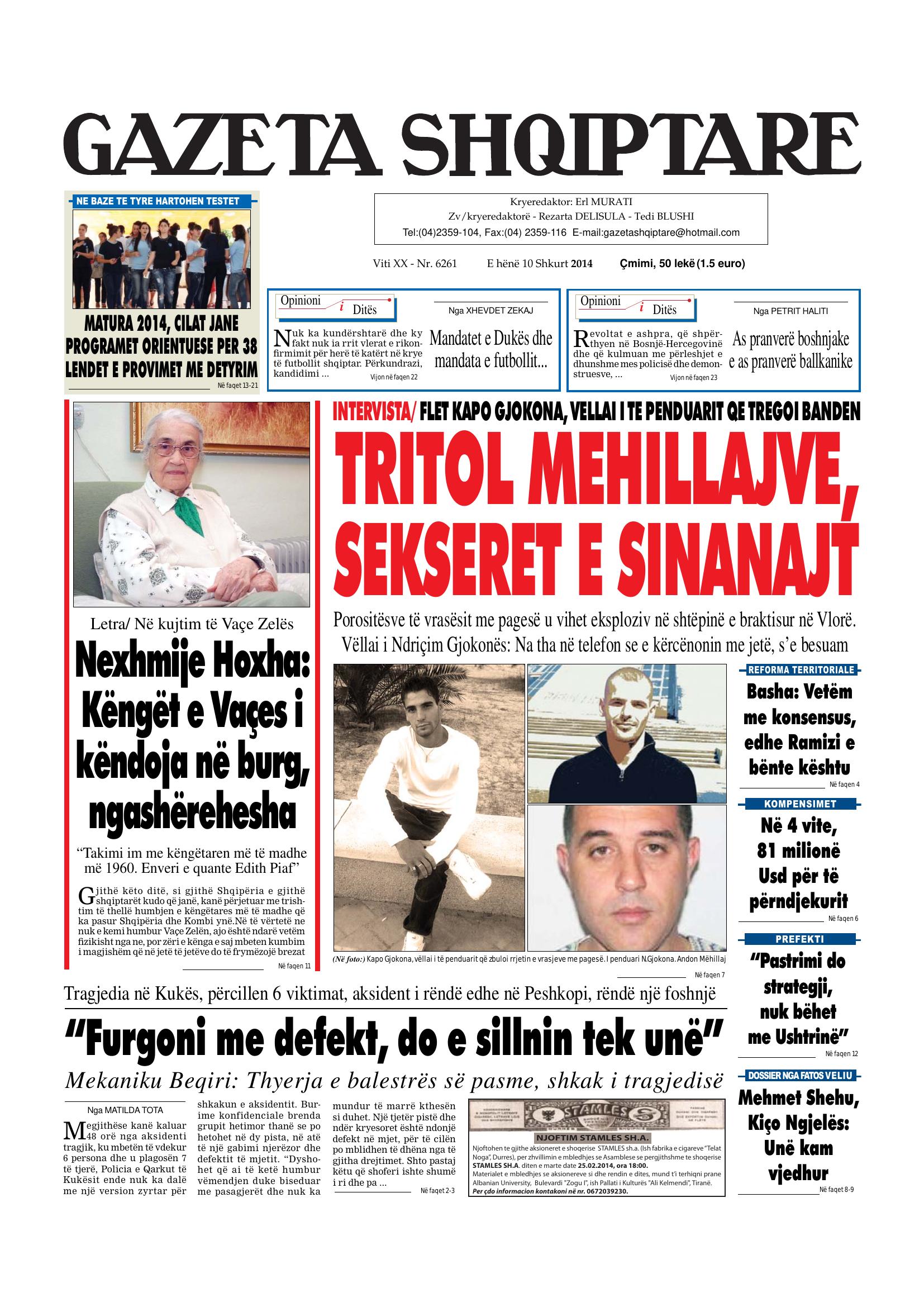 Gazeta Shqiptare 2014-02-10