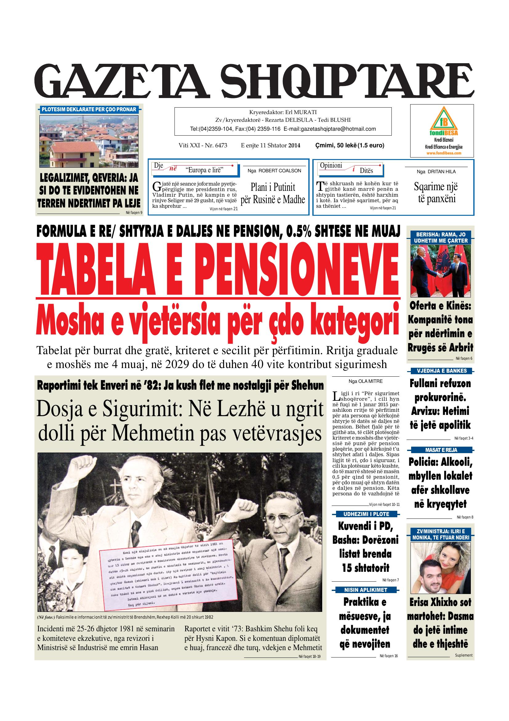 Gazeta Shqiptare 2014-09-11
