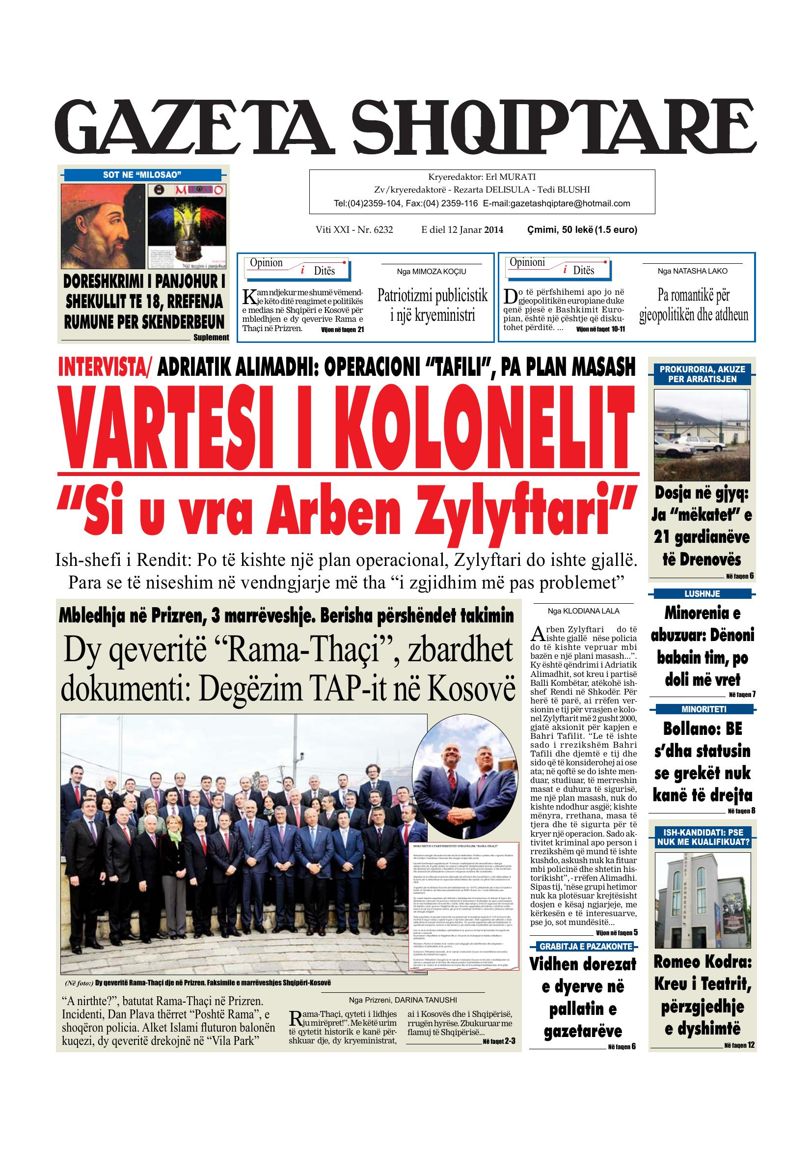 Gazeta Shqiptare 2014-01-12