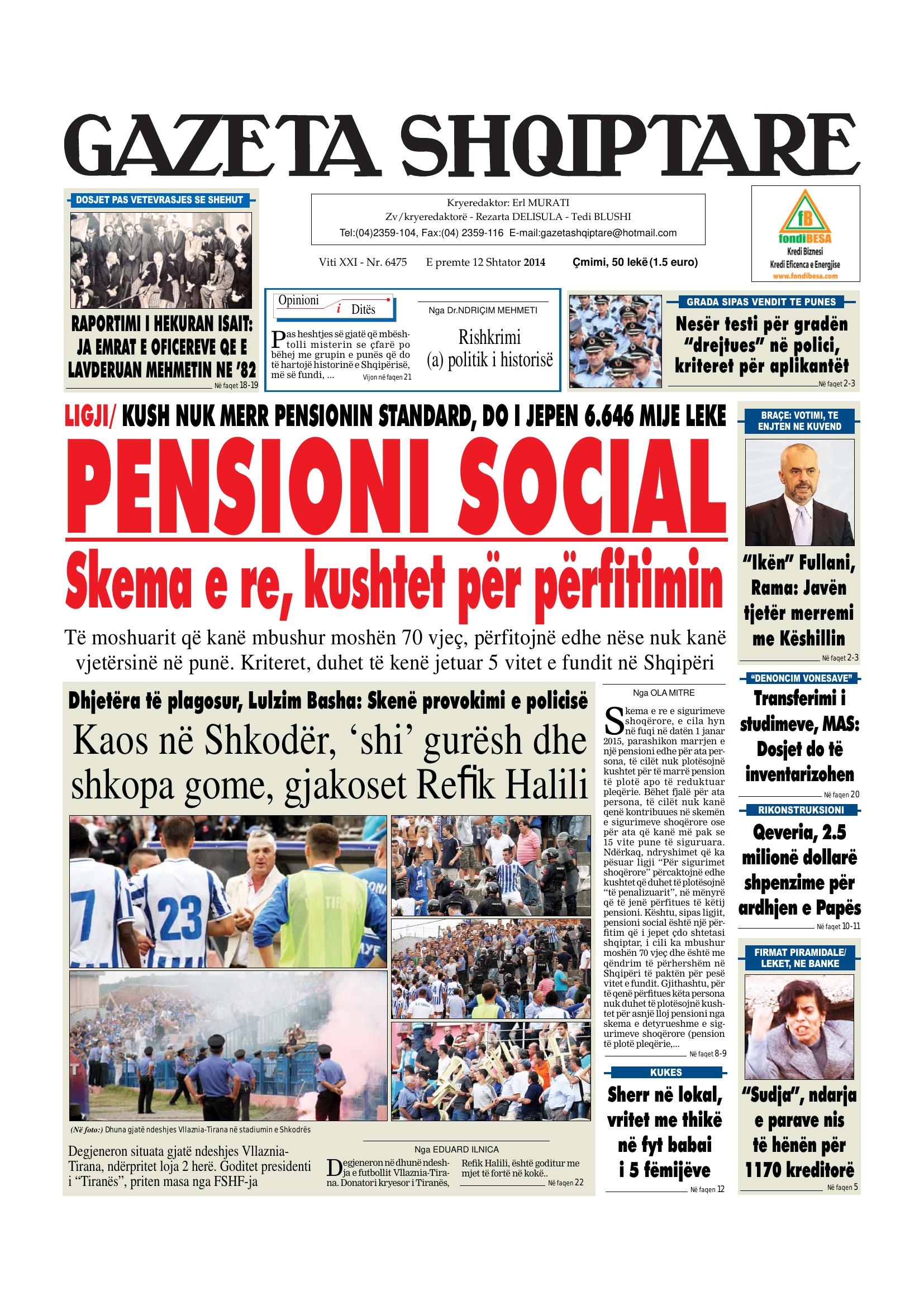 Gazeta Shqiptare 2014-09-12