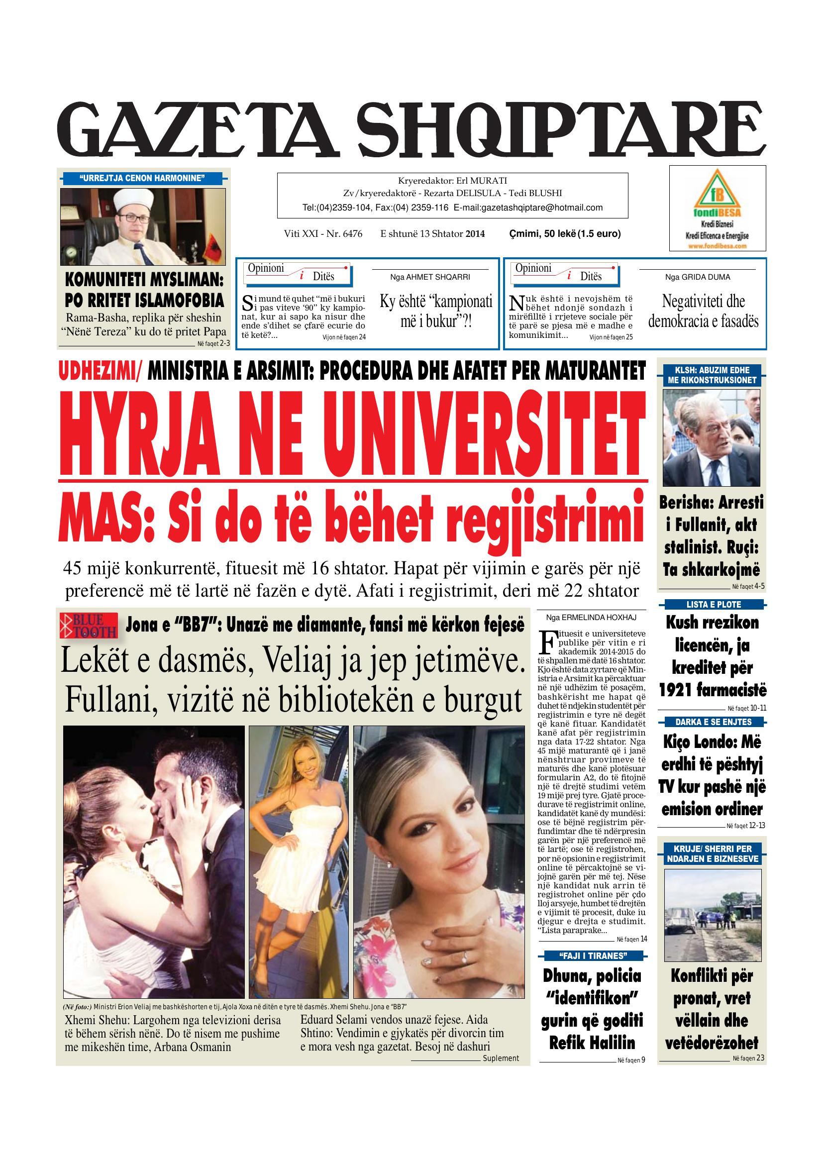 Gazeta Shqiptare 2014-09-13