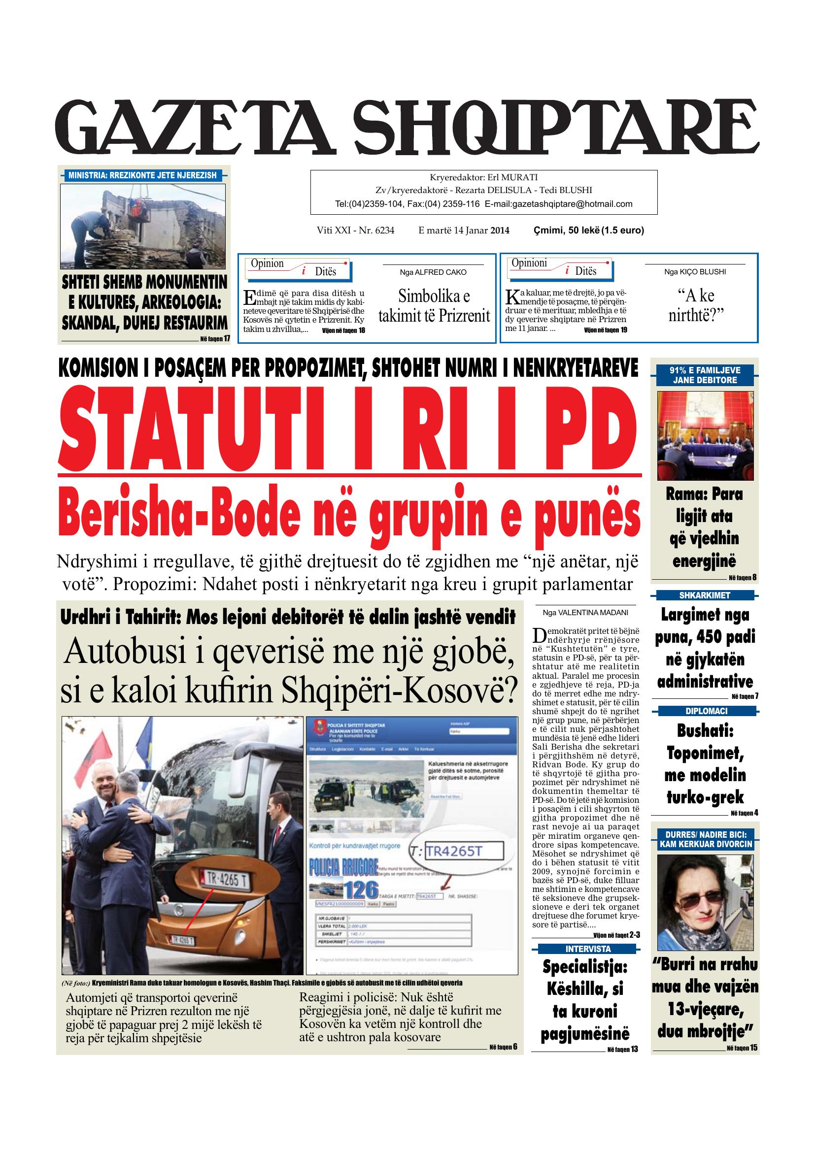 Gazeta Shqiptare 2014-01-14