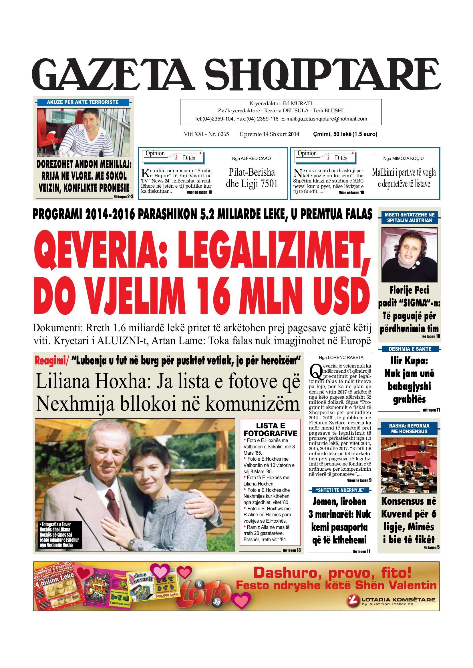 Gazeta Shqiptare 2014-02-14