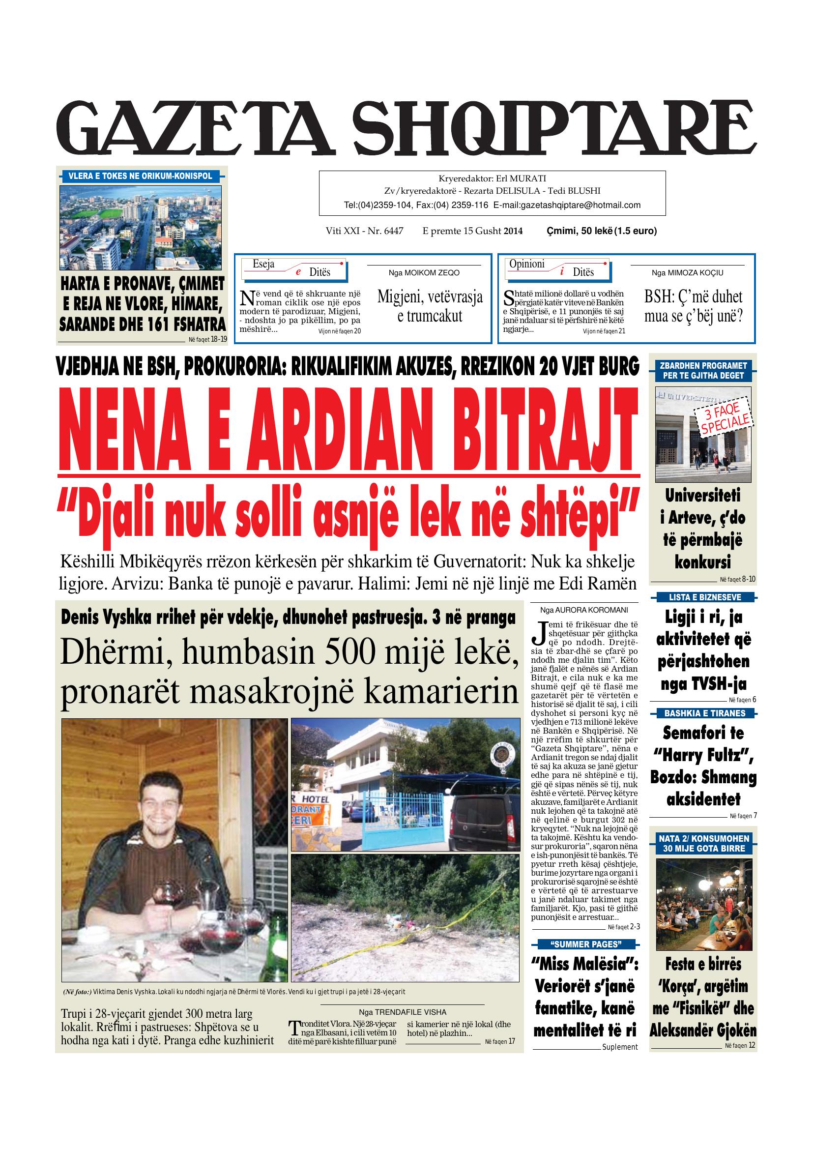 Gazeta Shqiptare 2014-08-15