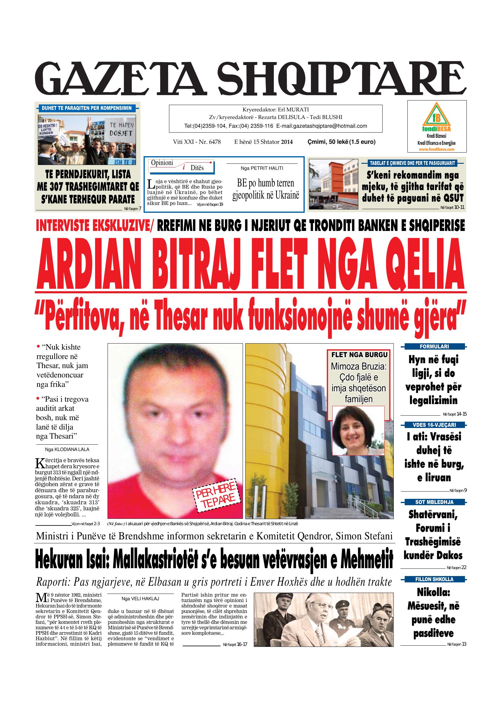 Gazeta Shqiptare 2014-09-15