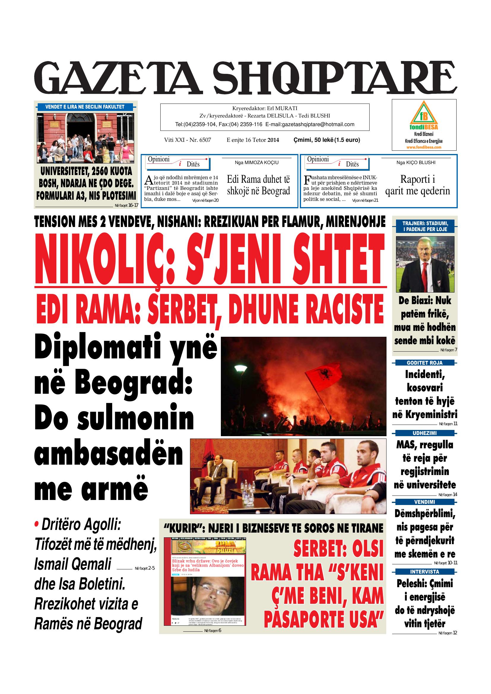 Gazeta Shqiptare 2014-10-16