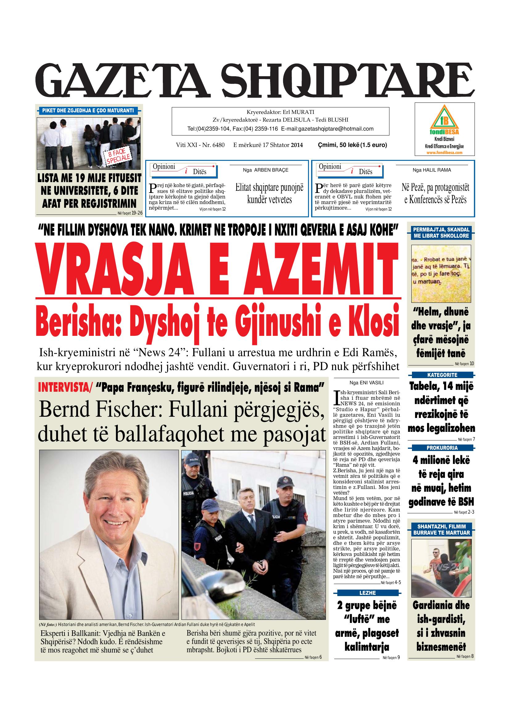 Gazeta Shqiptare 2014-09-17