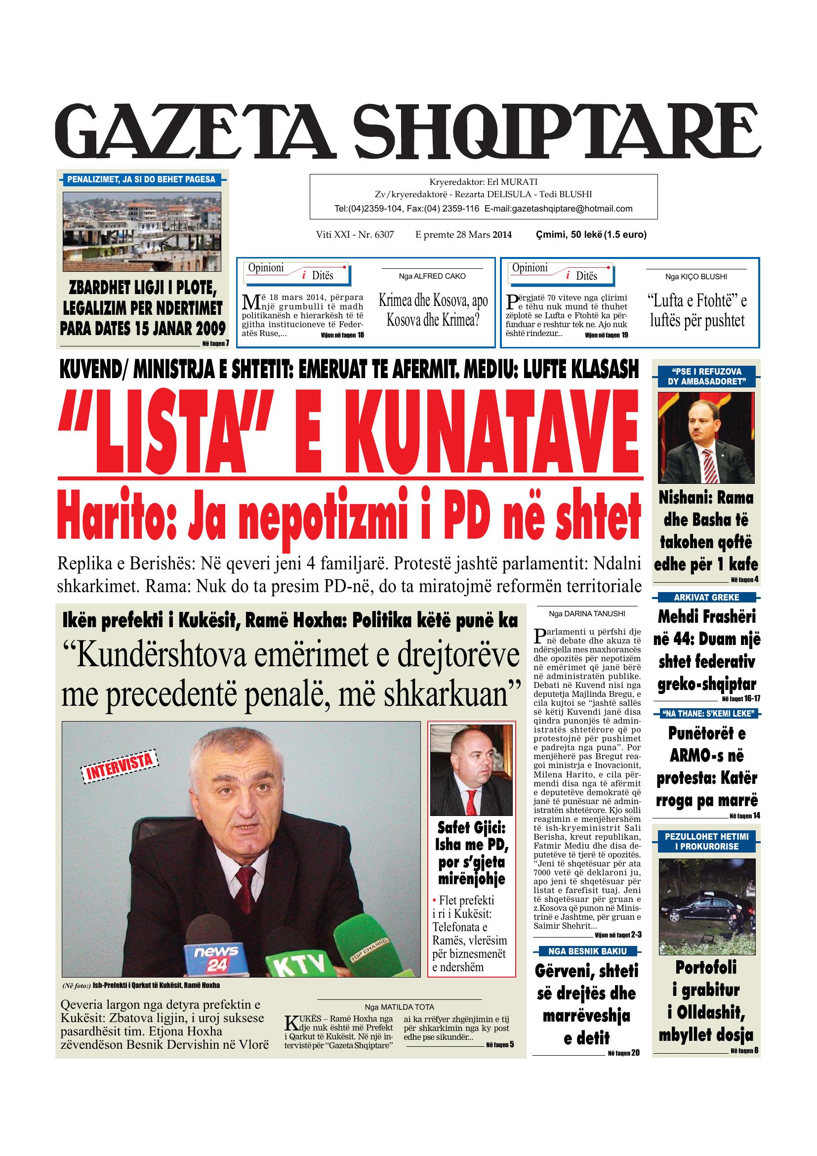 Gazeta Shqiptare 2014-03-28