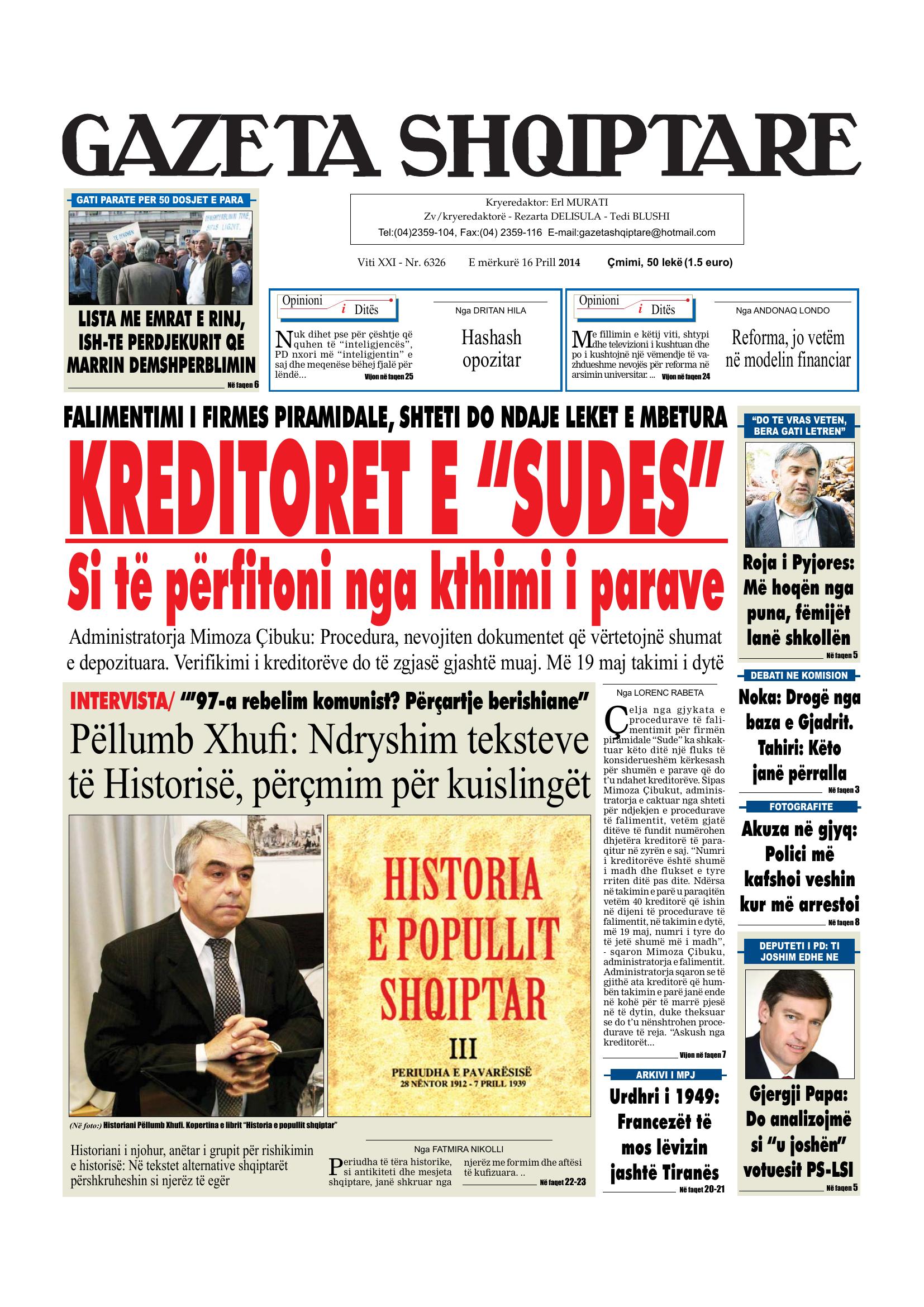 Gazeta Shqiptare 2014-04-16