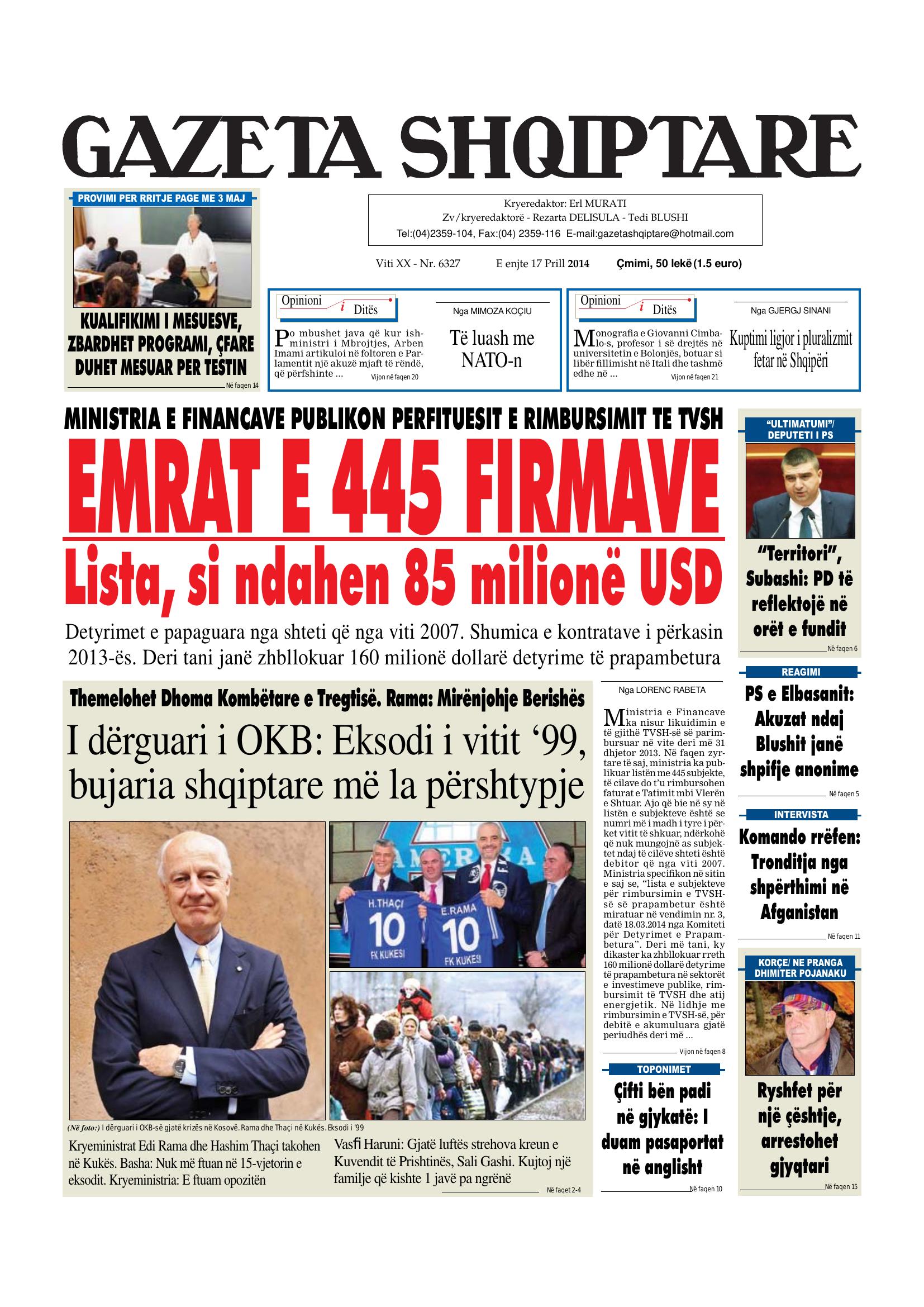 Gazeta Shqiptare 2014-04-17