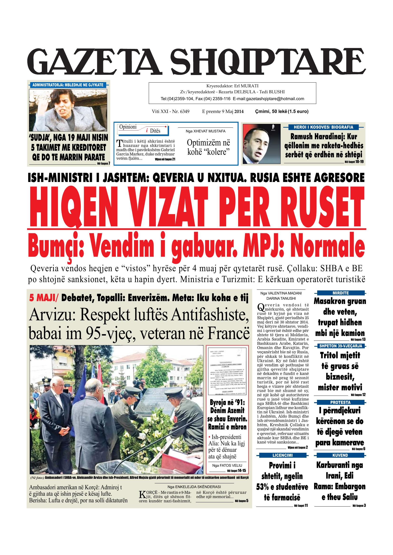 Gazeta Shqiptare 2014-05-09