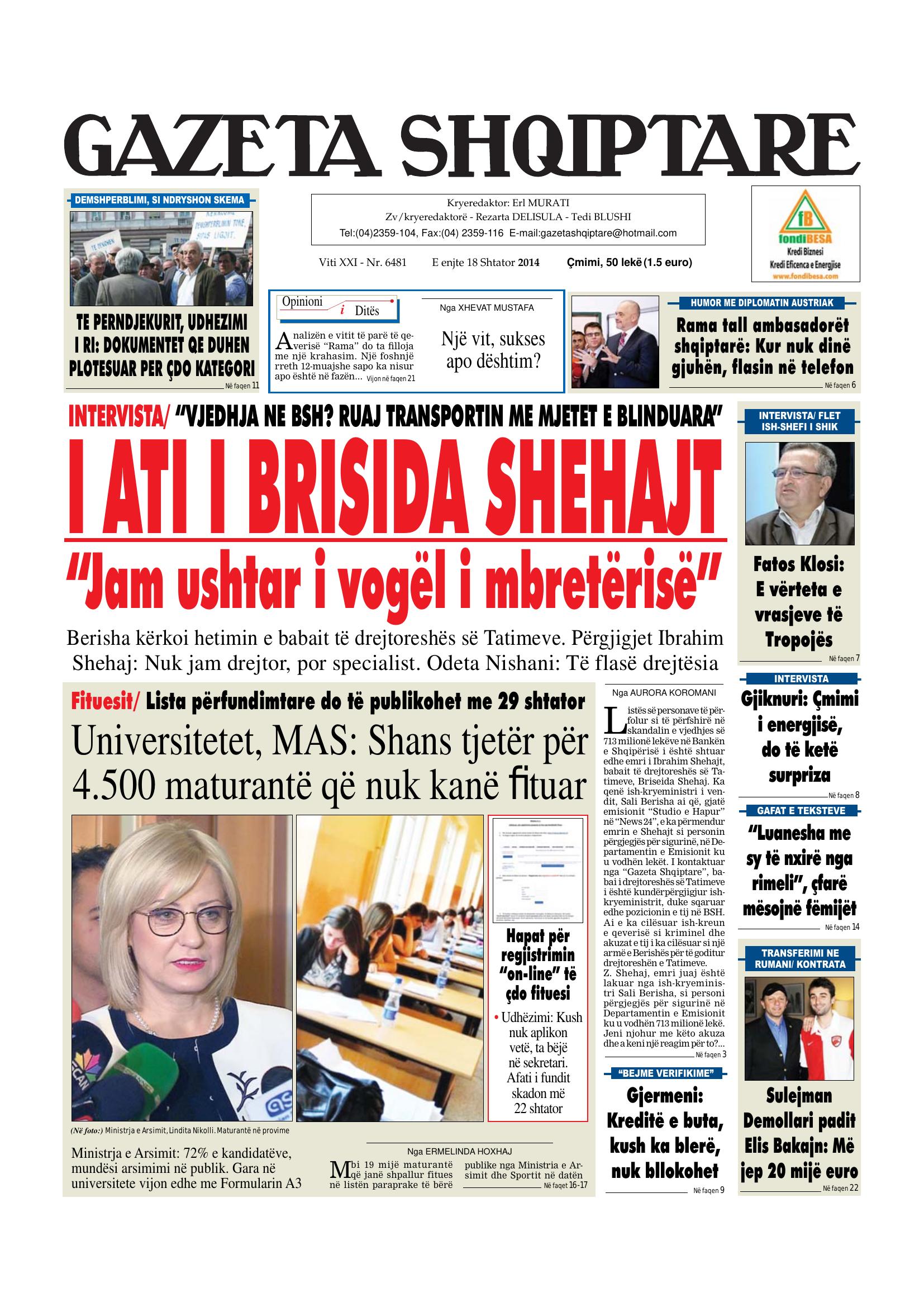 Gazeta Shqiptare 2014-09-18