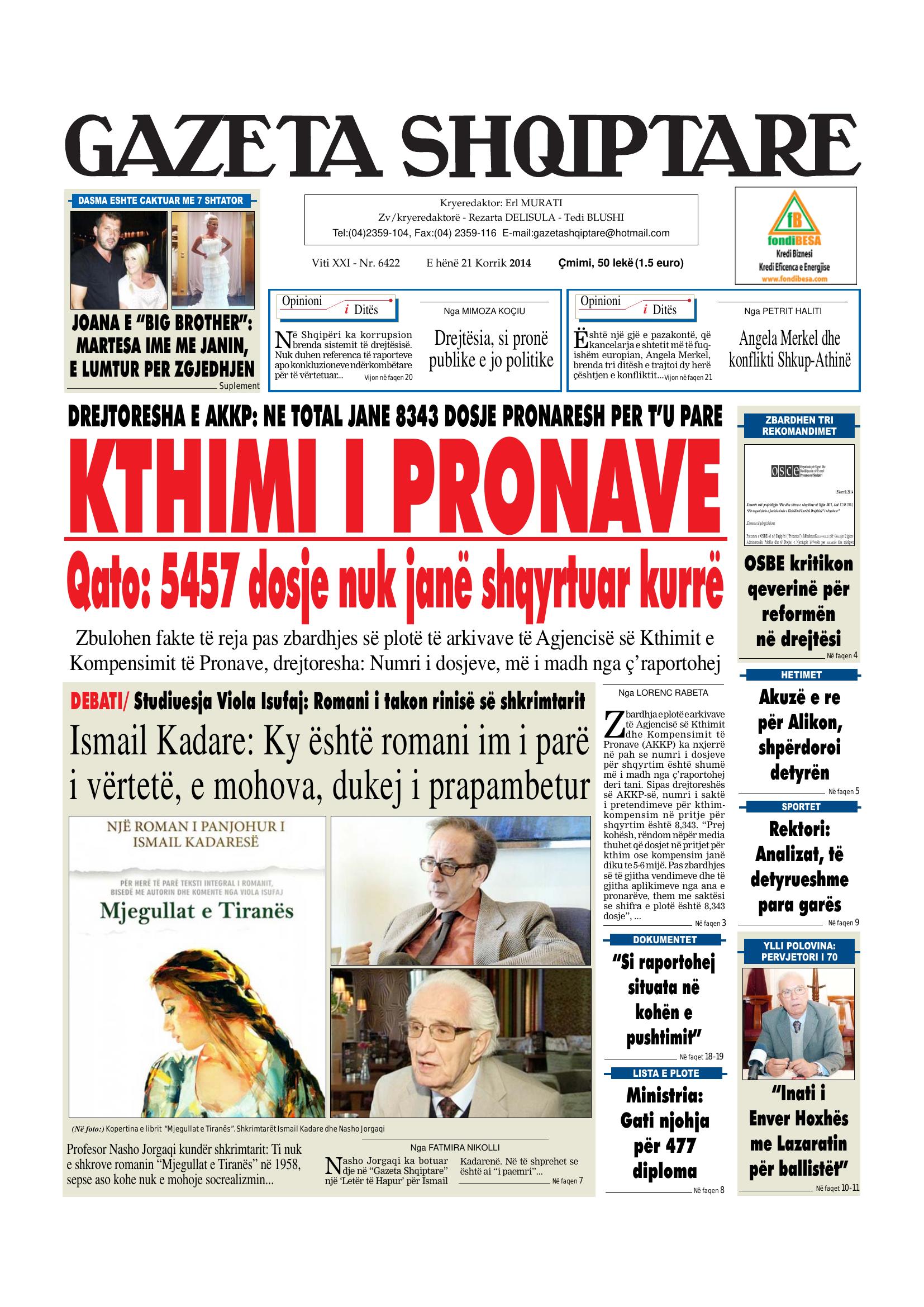 Gazeta Shqiptare 2014-07-21