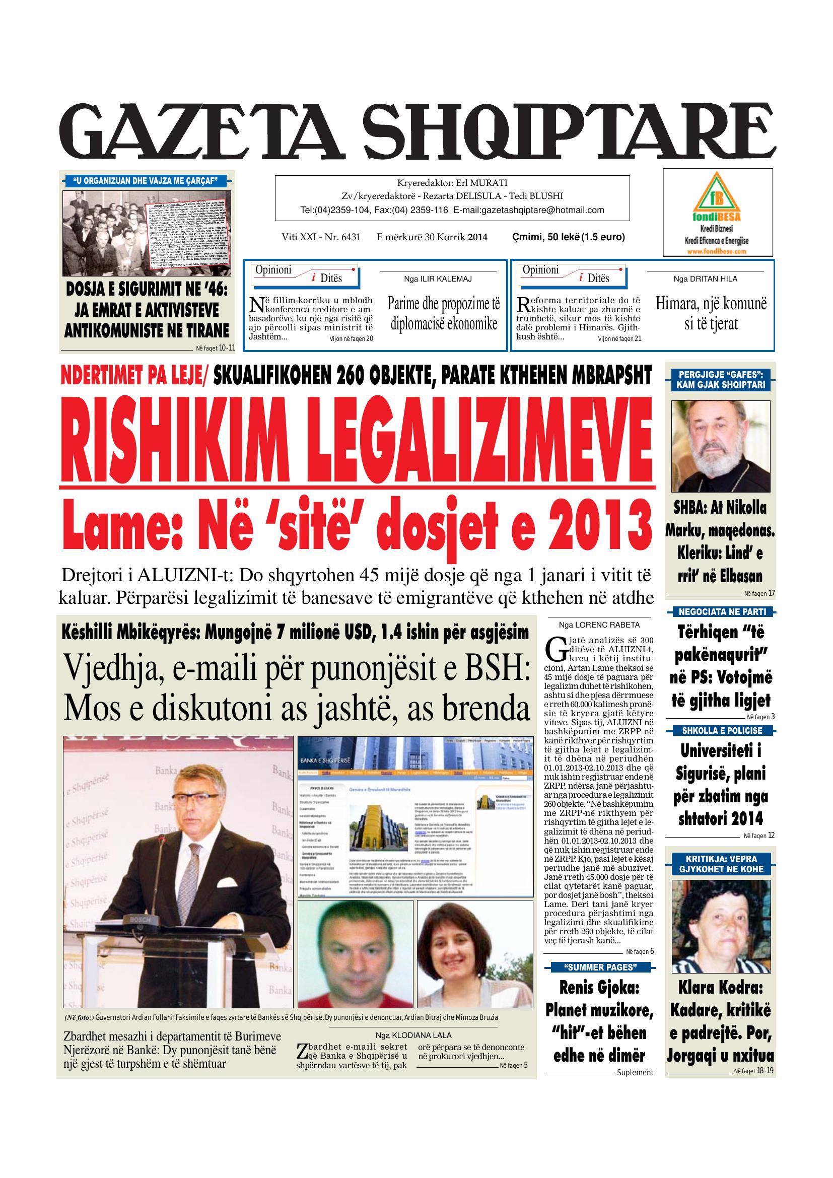 Gazeta Shqiptare 2014-07-30