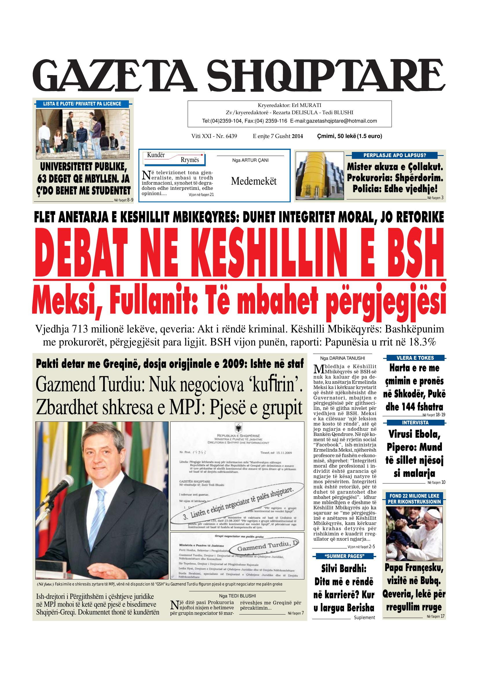 Gazeta Shqiptare 2014-08-07
