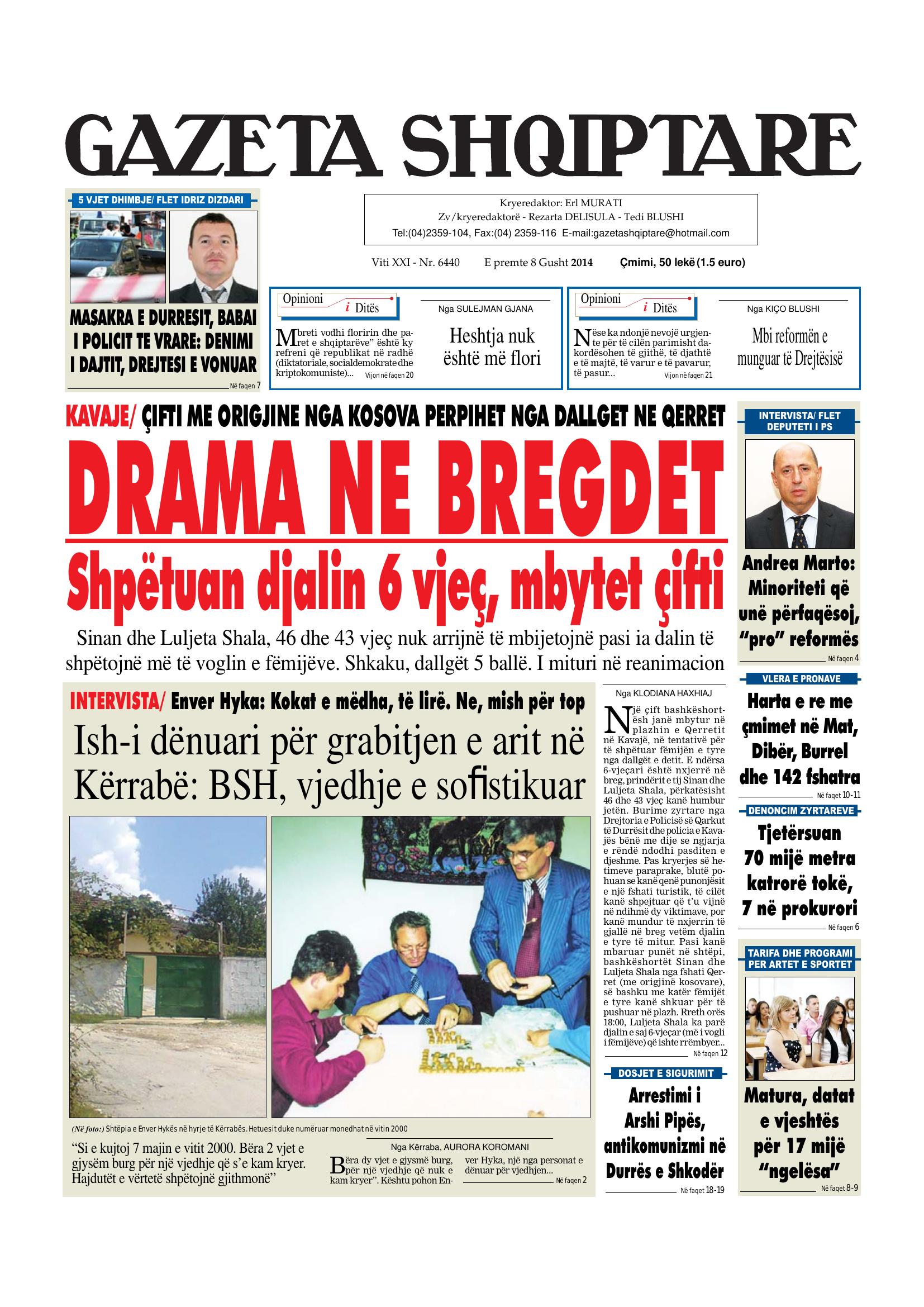Gazeta Shqiptare 2014-08-08