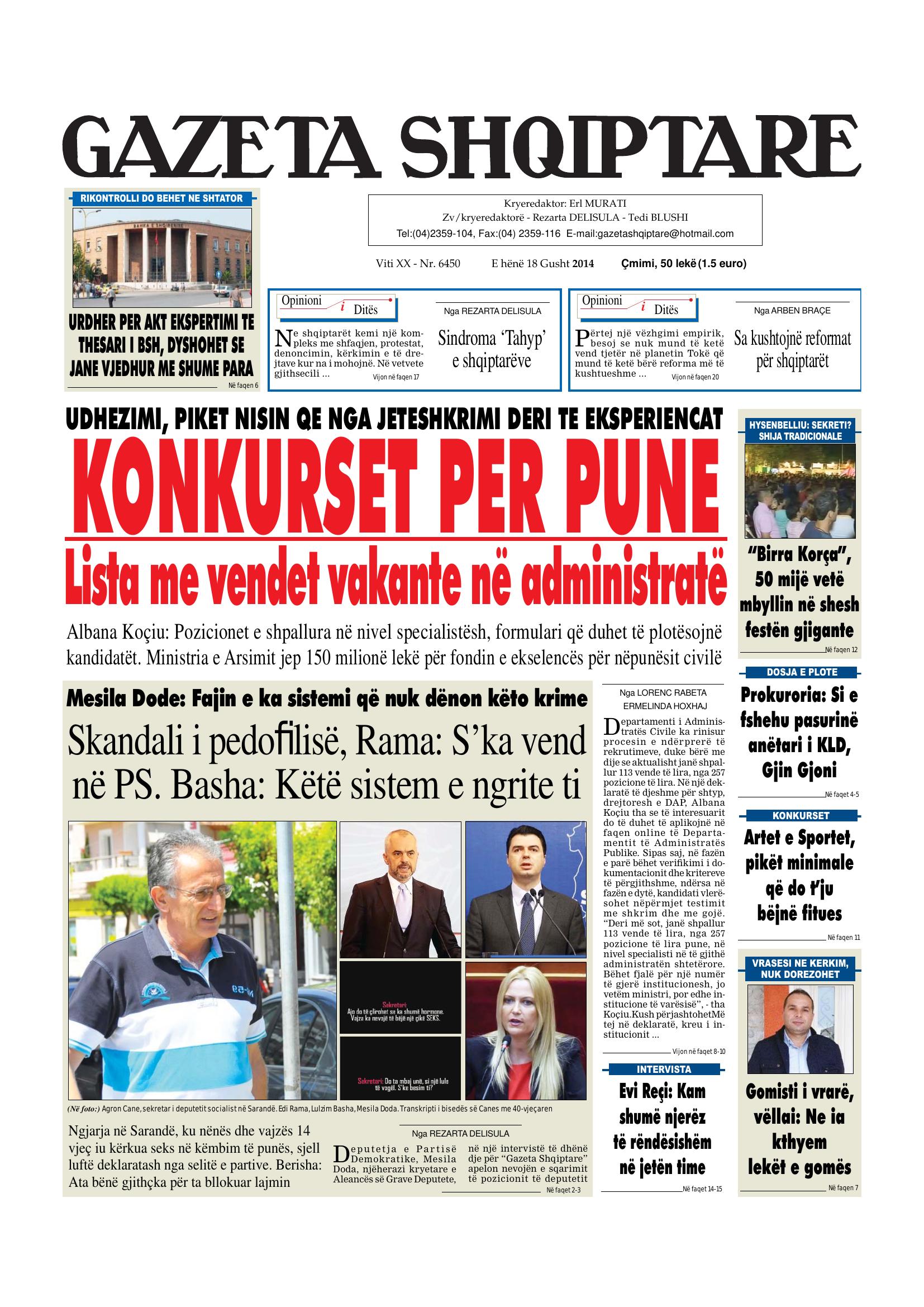 Gazeta Shqiptare 2014-08-18