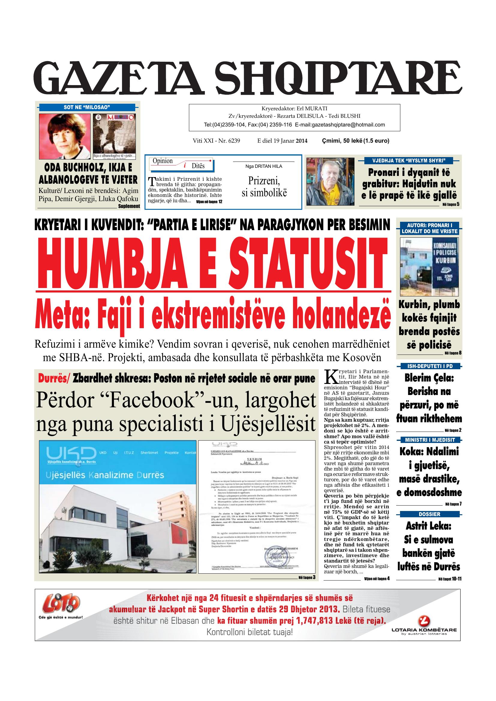 Gazeta Shqiptare 2014-01-19