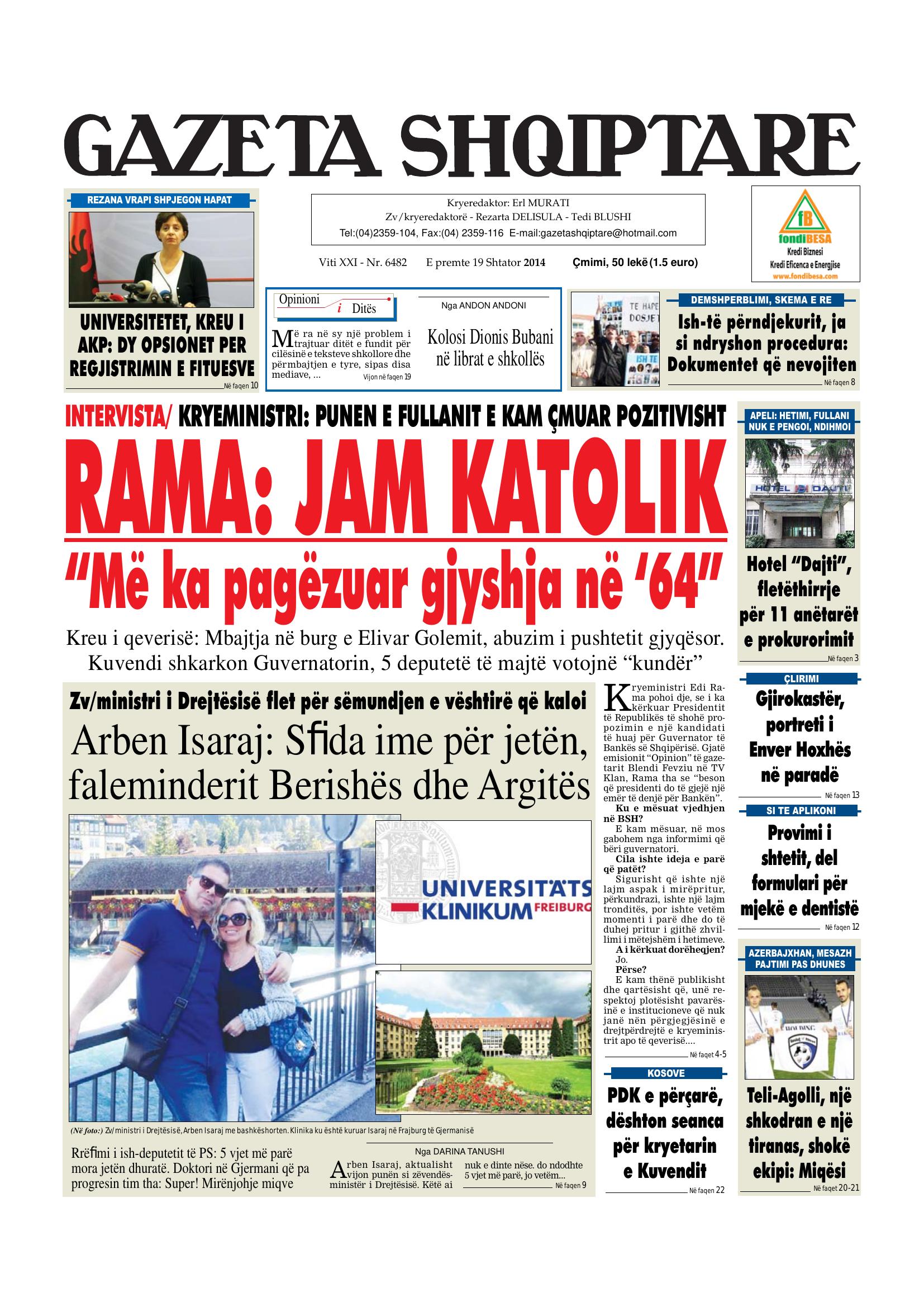 Gazeta Shqiptare 2014-09-19