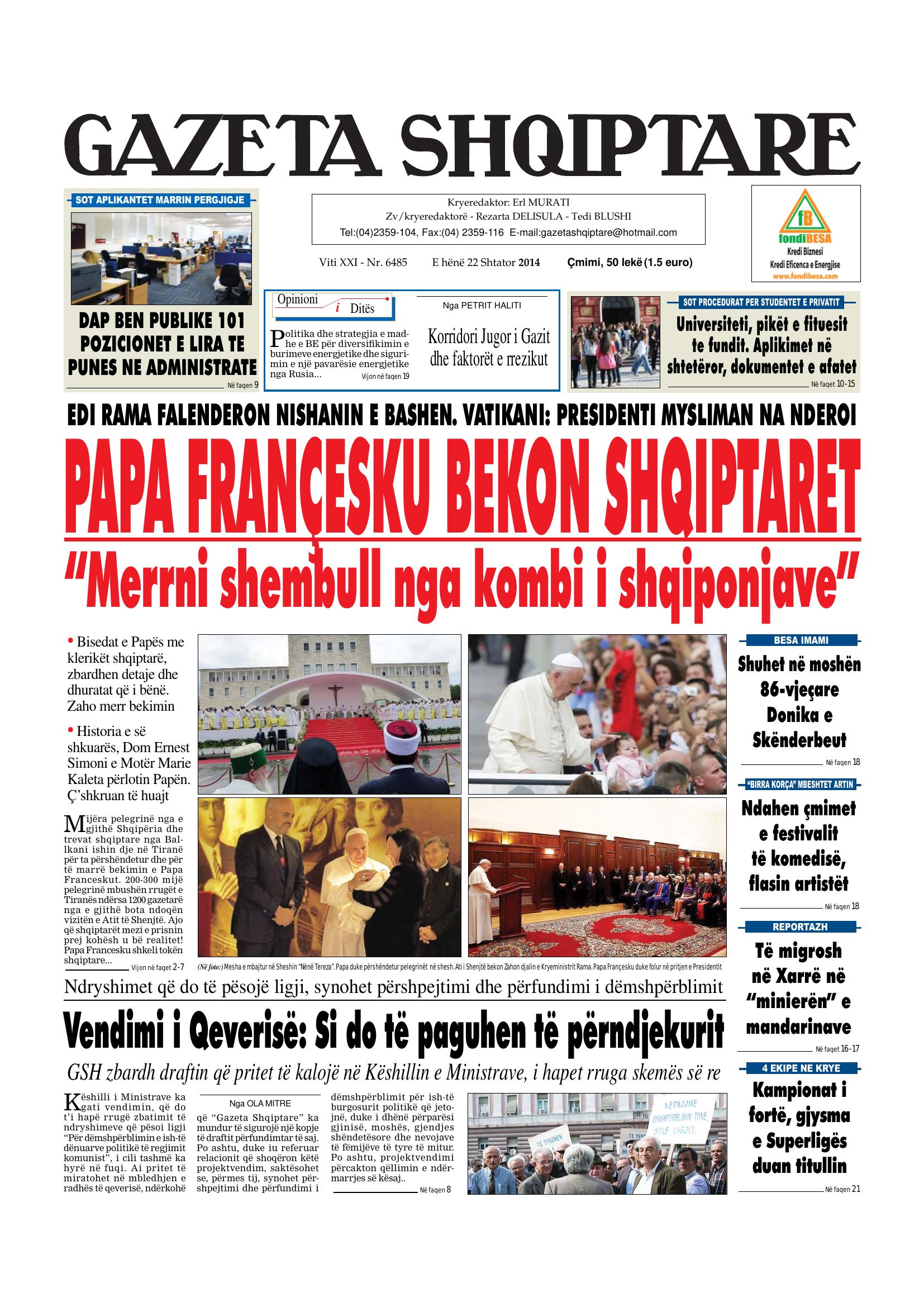 Gazeta Shqiptare 2014-09-22