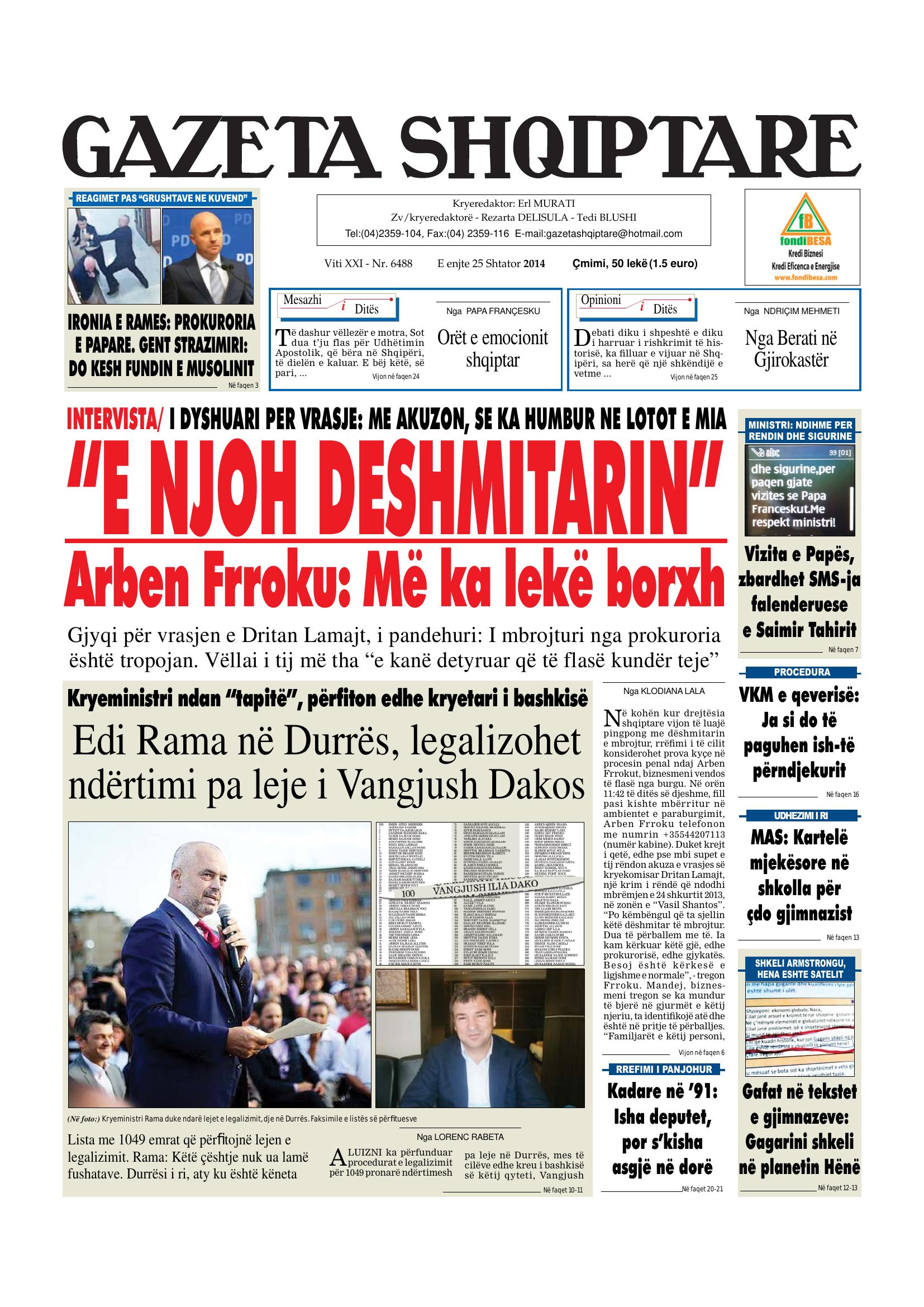 Gazeta Shqiptare 2014-09-25