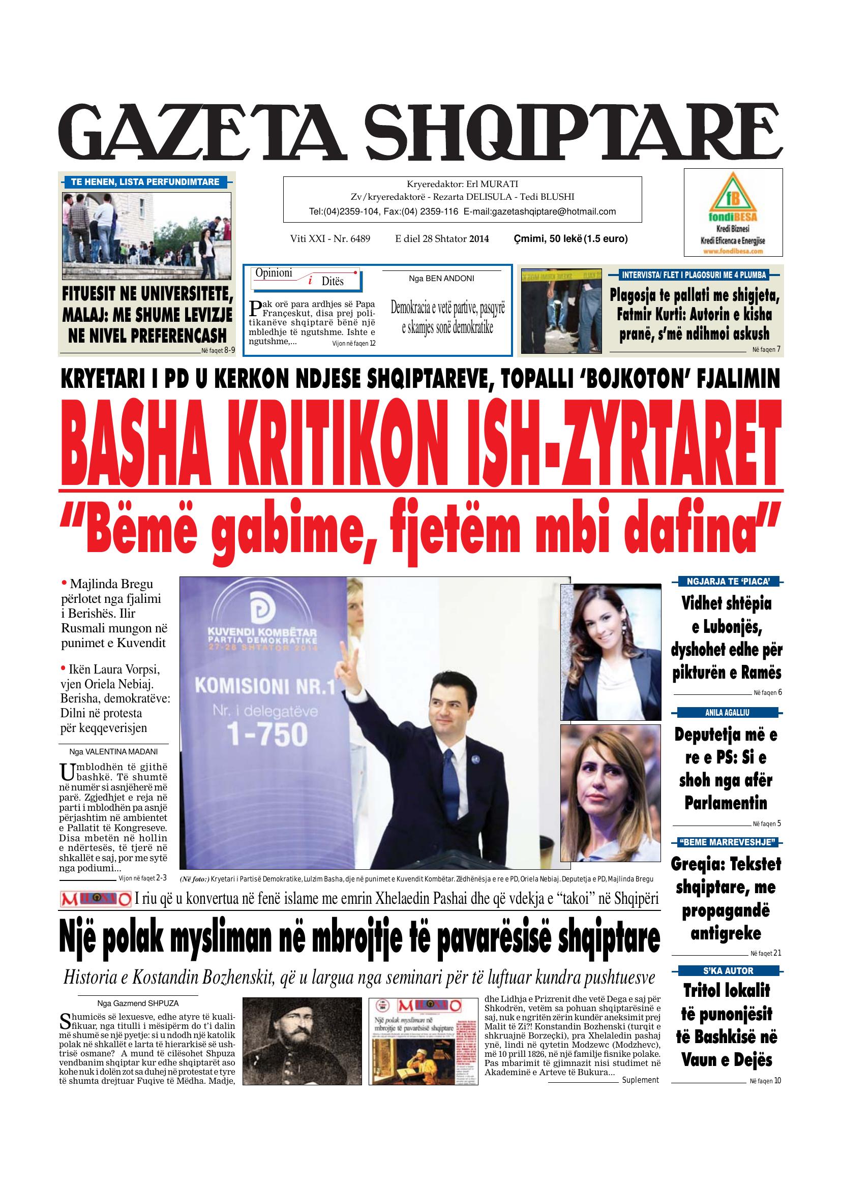 Gazeta Shqiptare 2014-09-28