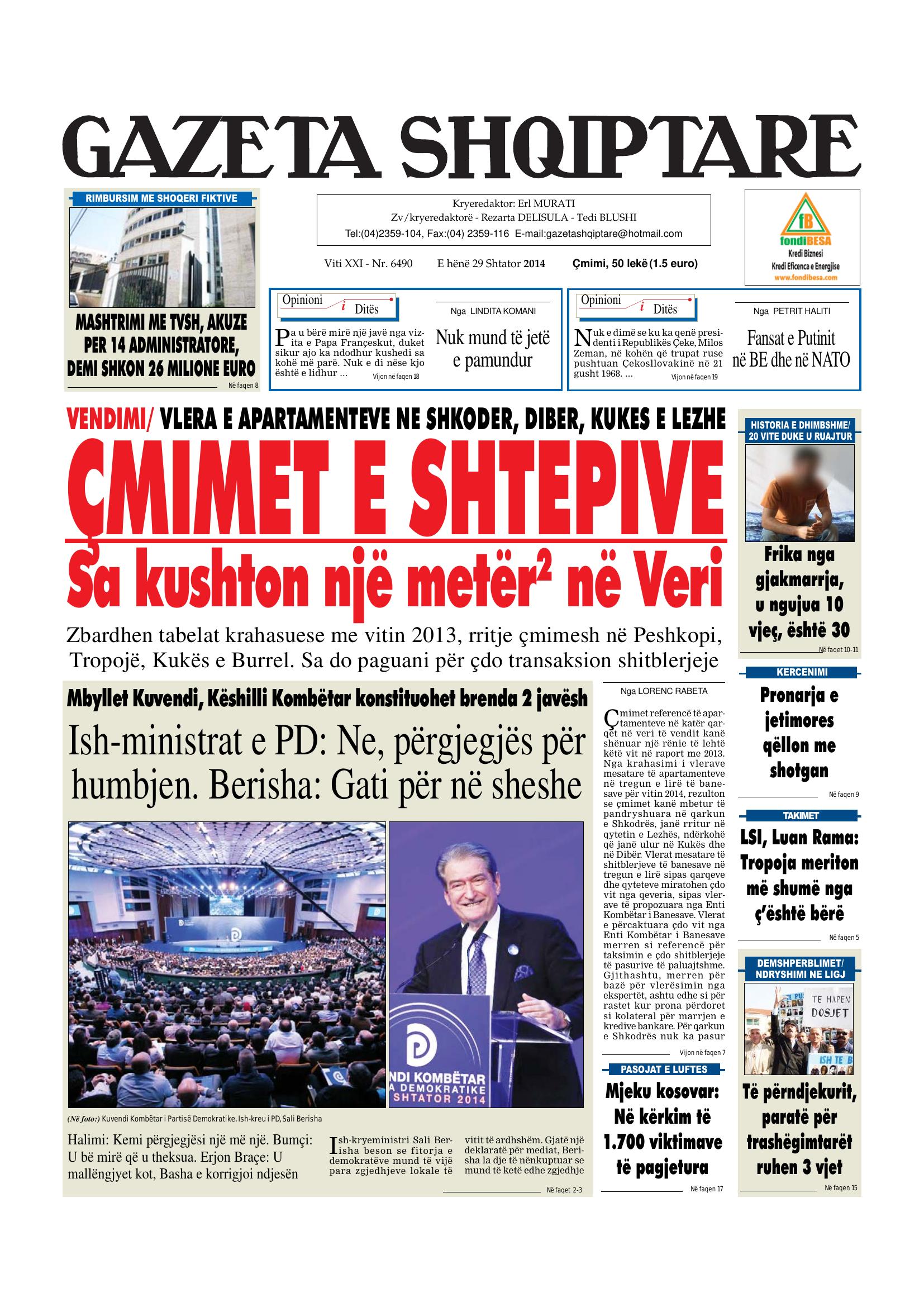 Gazeta Shqiptare 2014-09-29