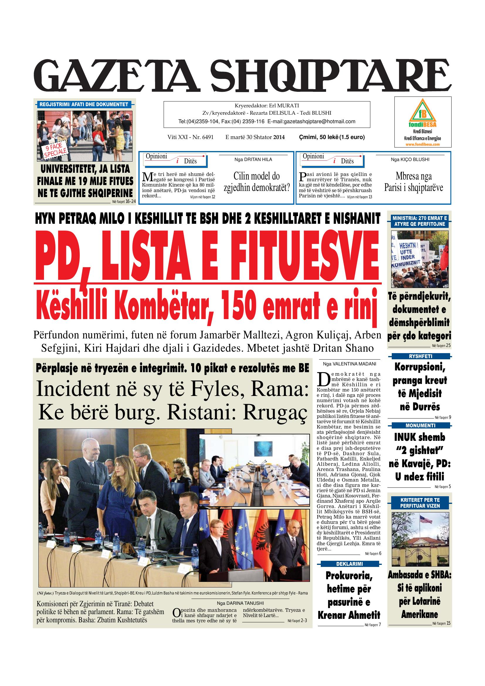 Gazeta Shqiptare 2014-09-30