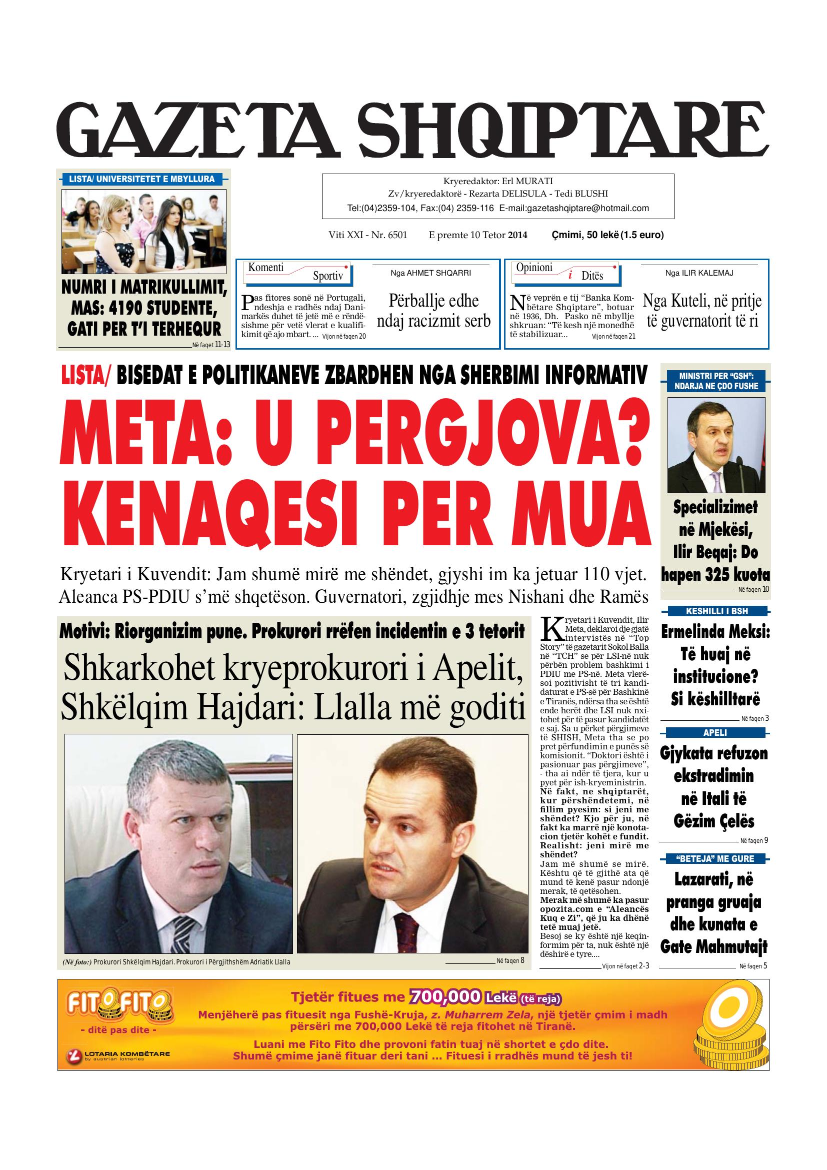 Gazeta Shqiptare 2014-10-10