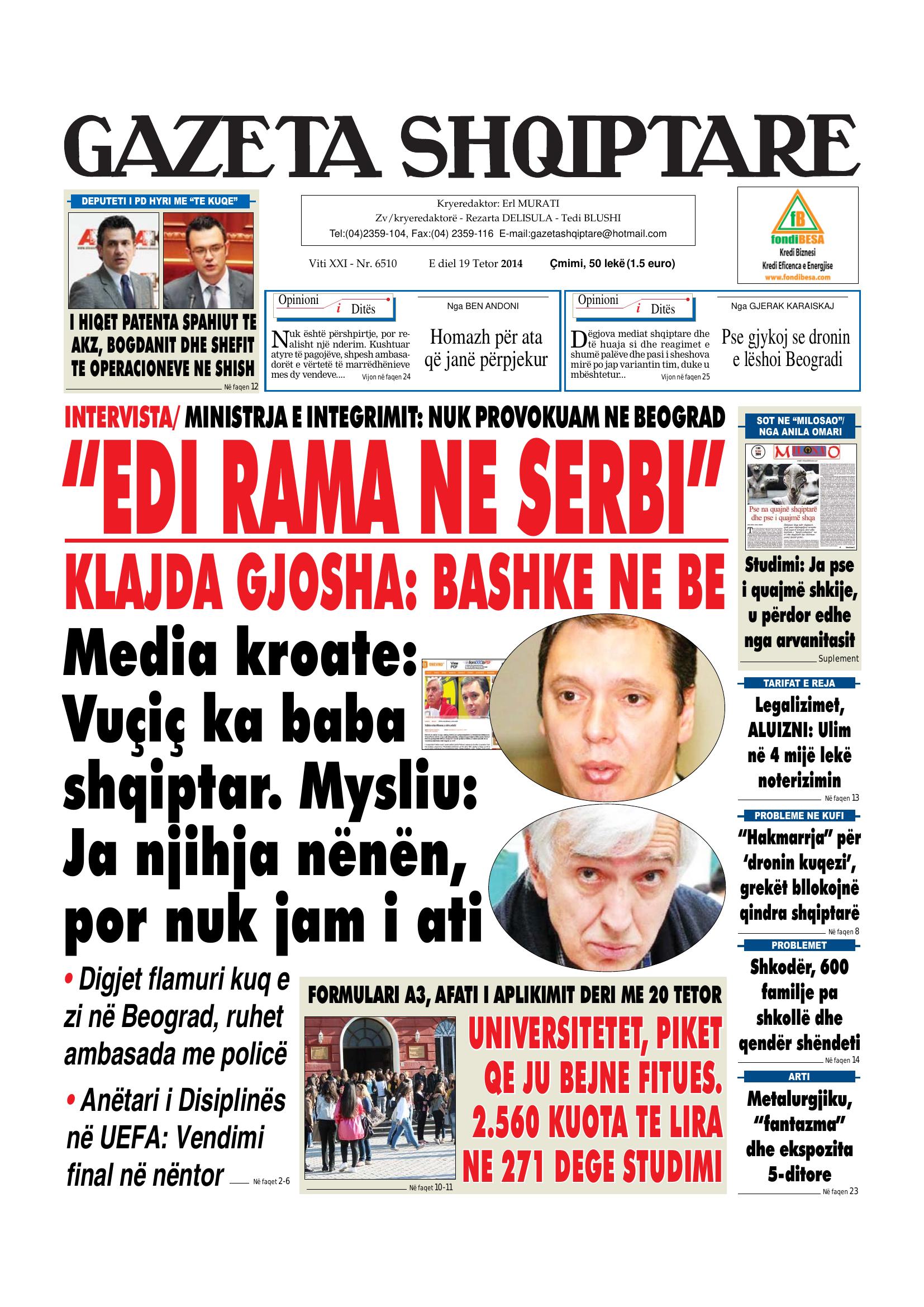 Gazeta Shqiptare 2014-10-19