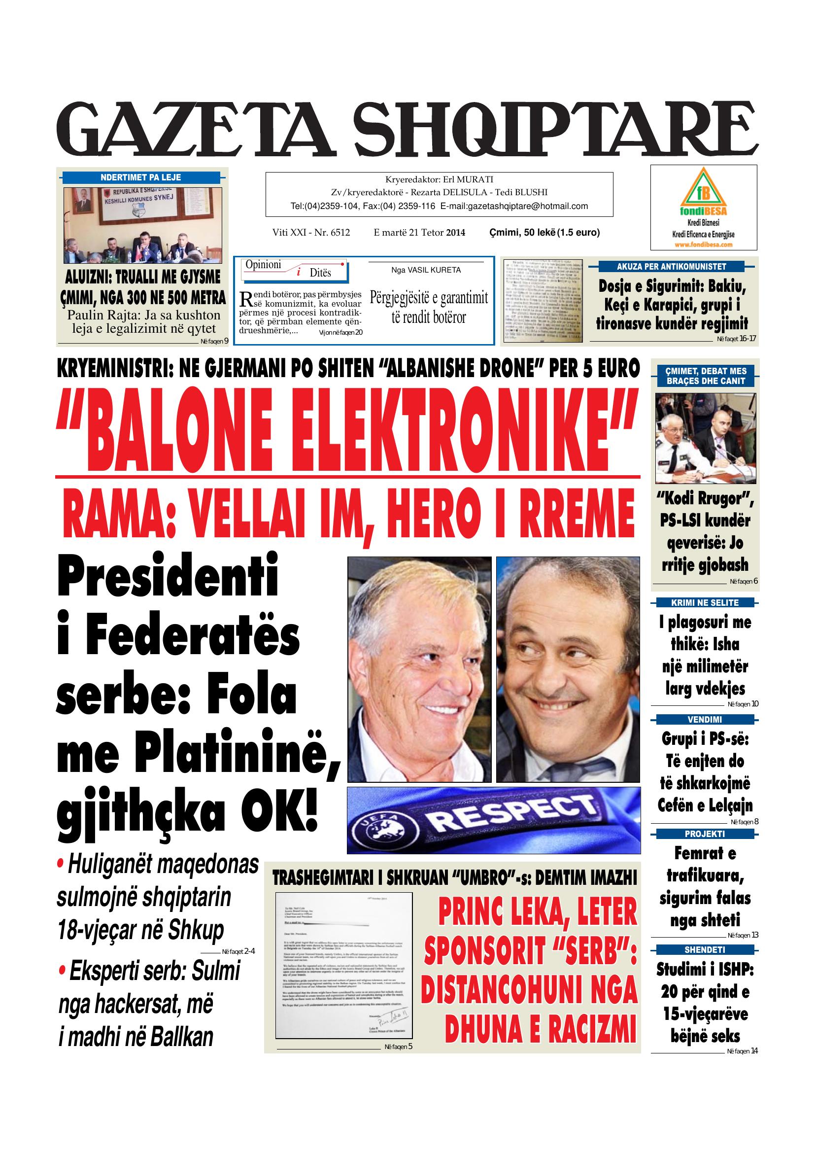 Gazeta Shqiptare 2014-10-21