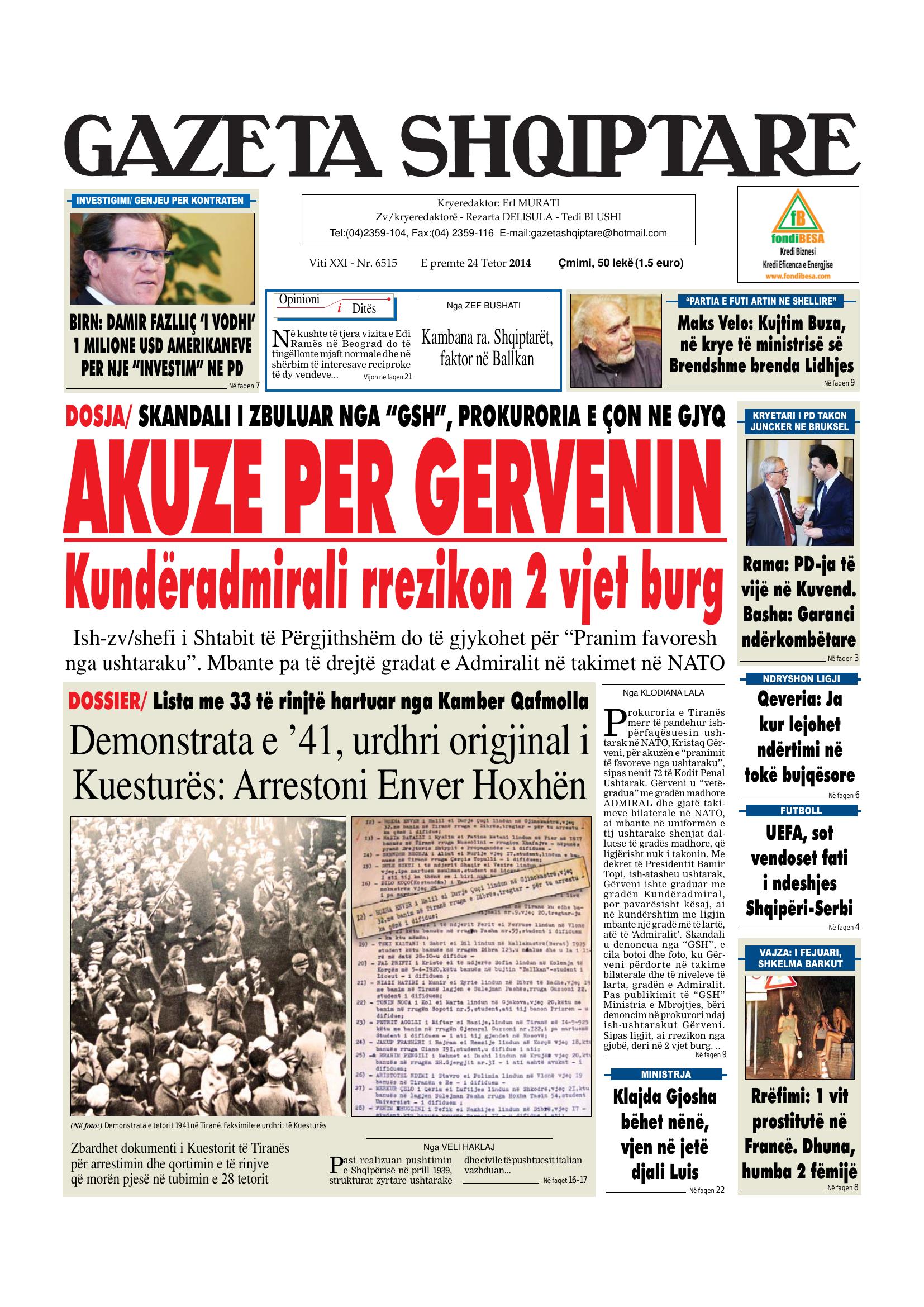 Gazeta Shqiptare 2014-10-24