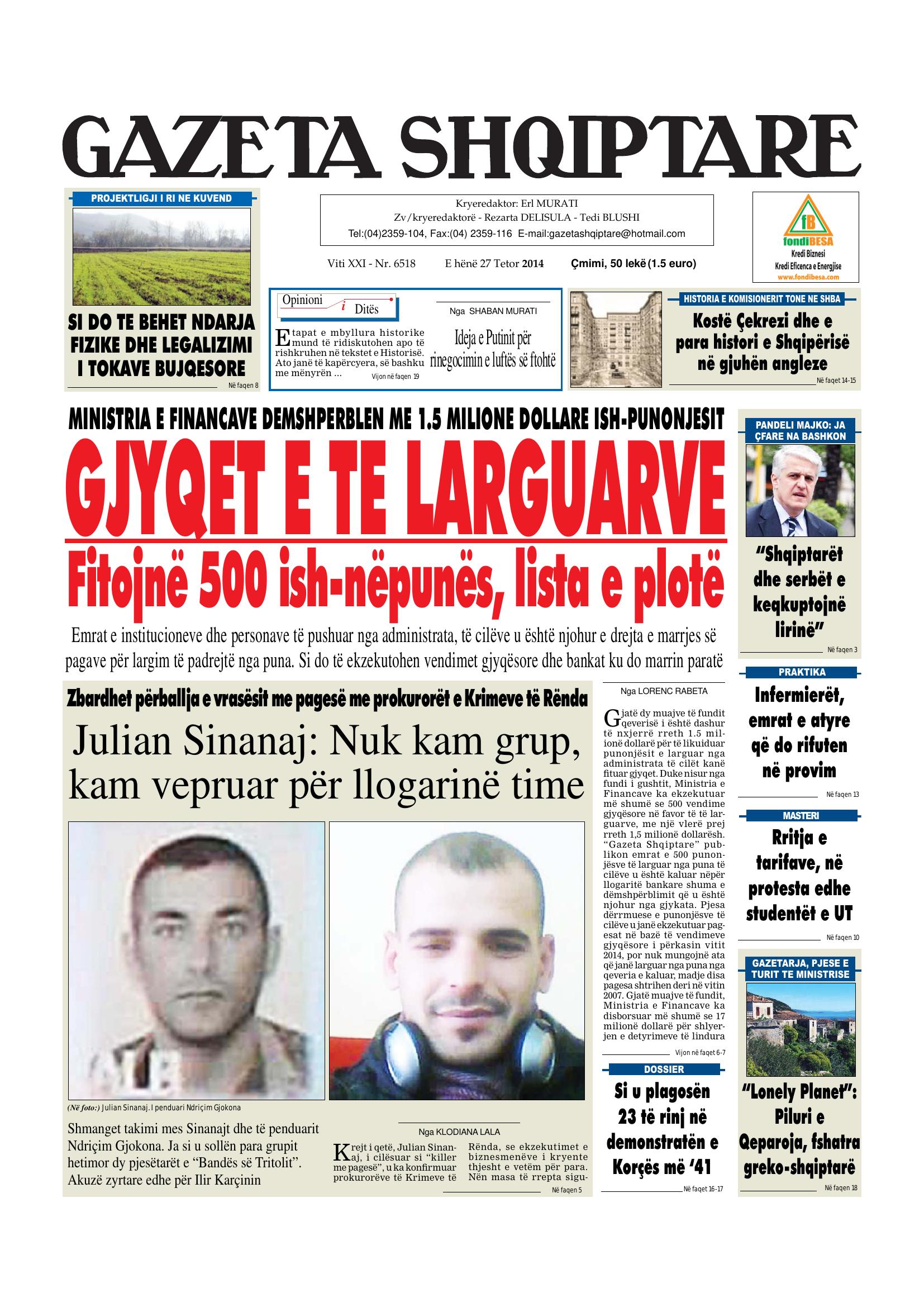 Gazeta Shqiptare 2014-10-27