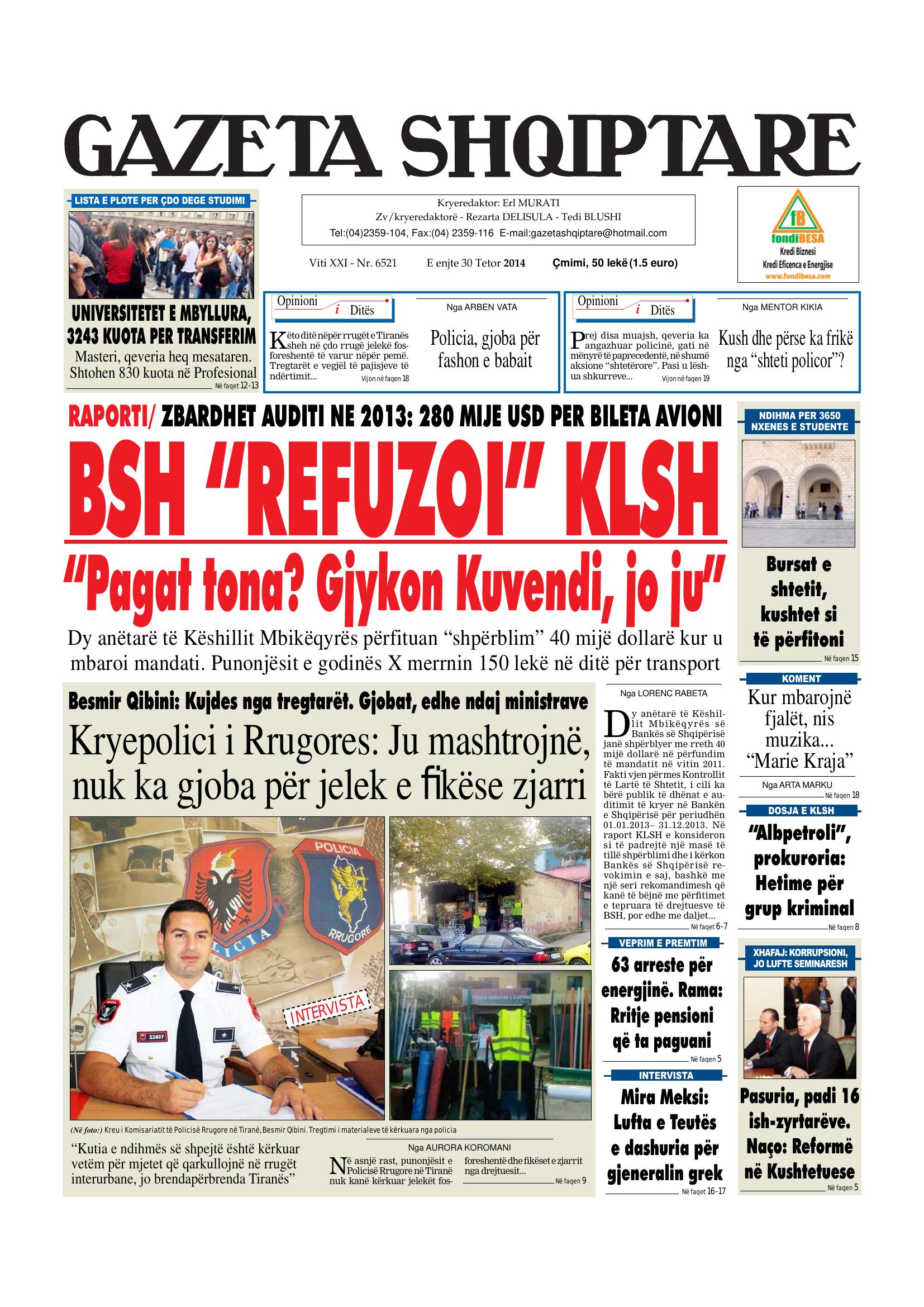Gazeta Shqiptare 2014-10-30