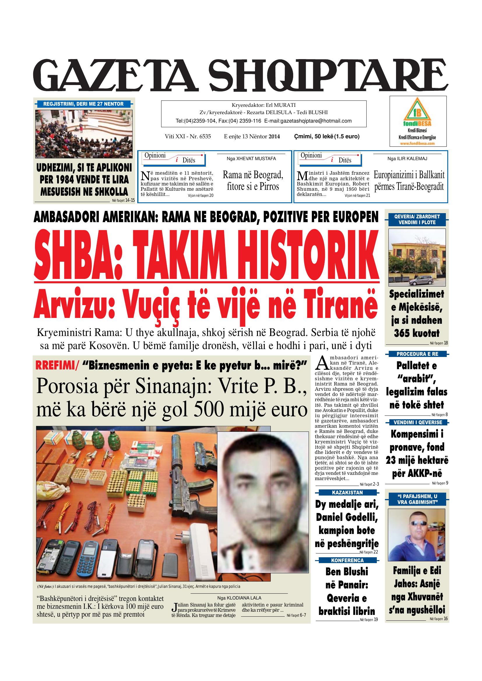 Gazeta Shqiptare 2014-11-13