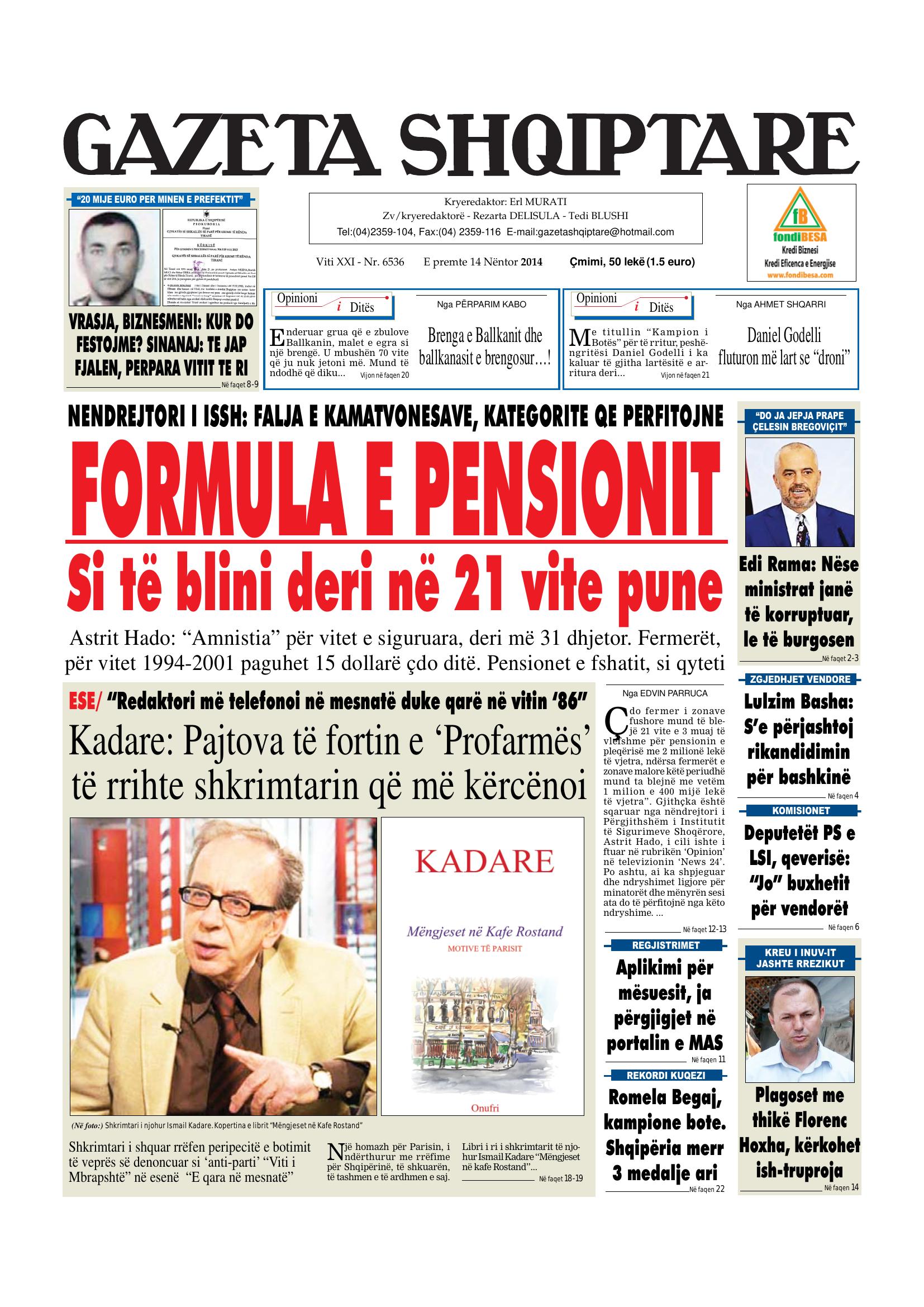 Gazeta Shqiptare 2014-11-14