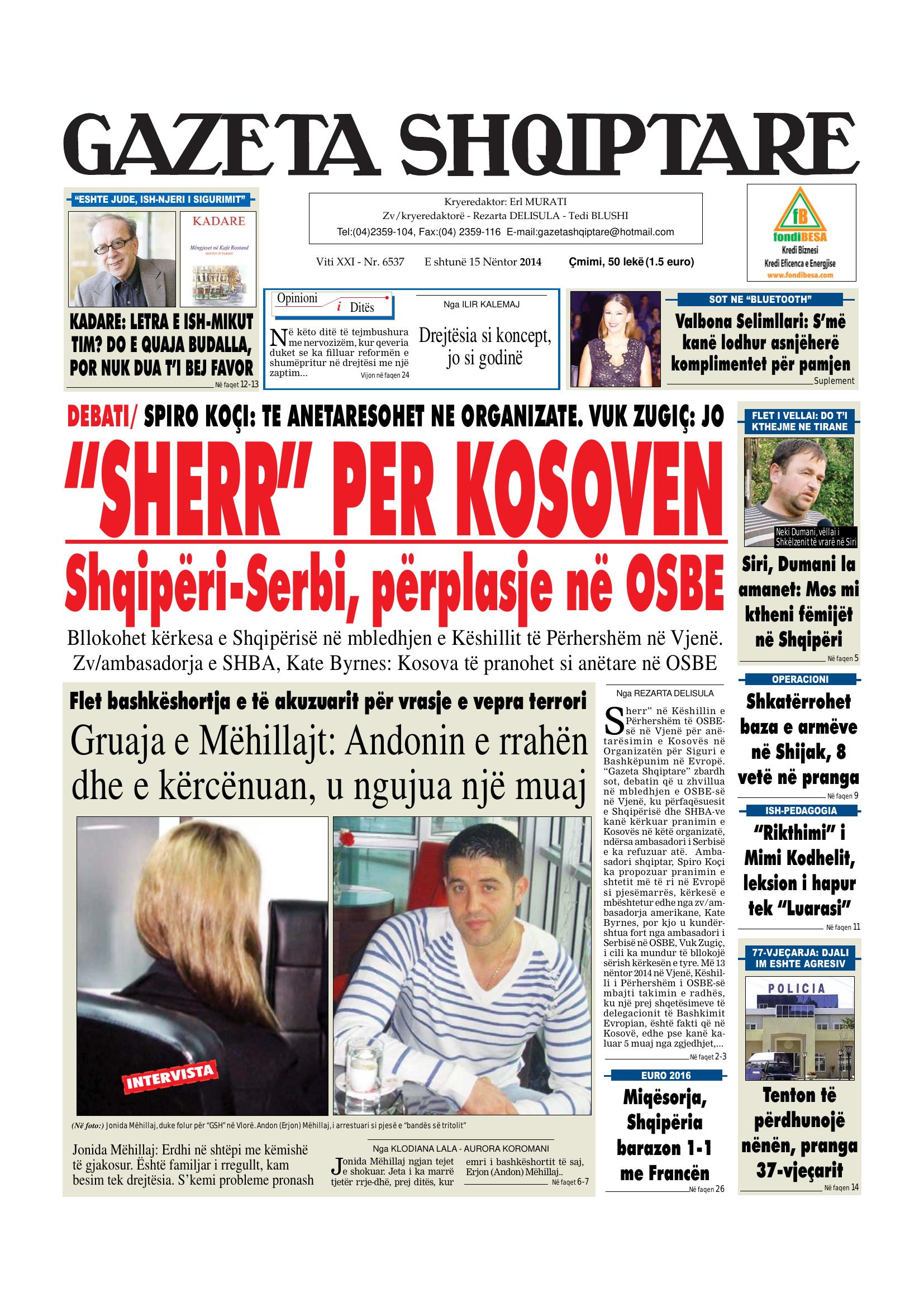 Gazeta Shqiptare 2014-11-15